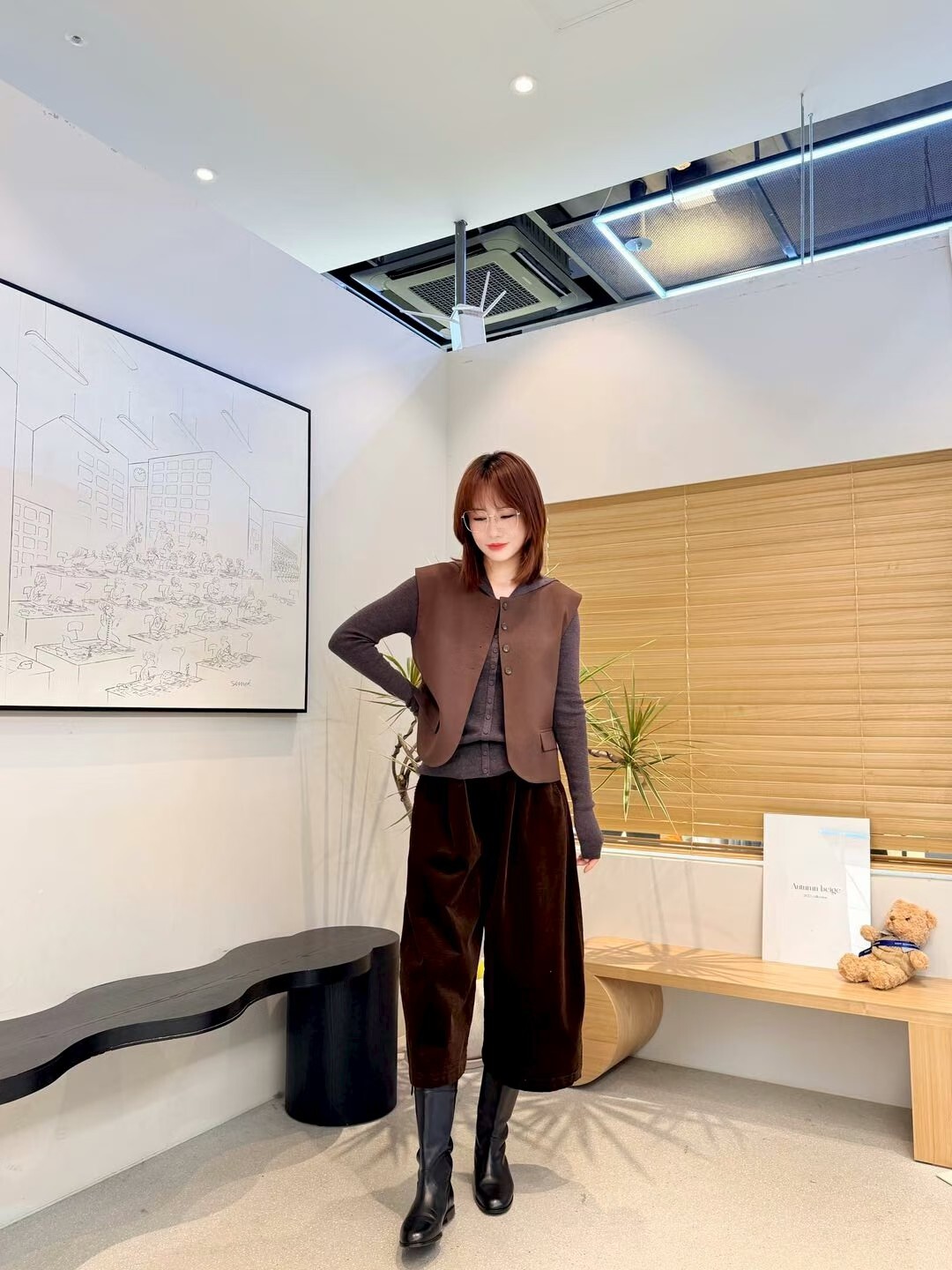 AB5207 假口袋排扣圓領背心馬甲