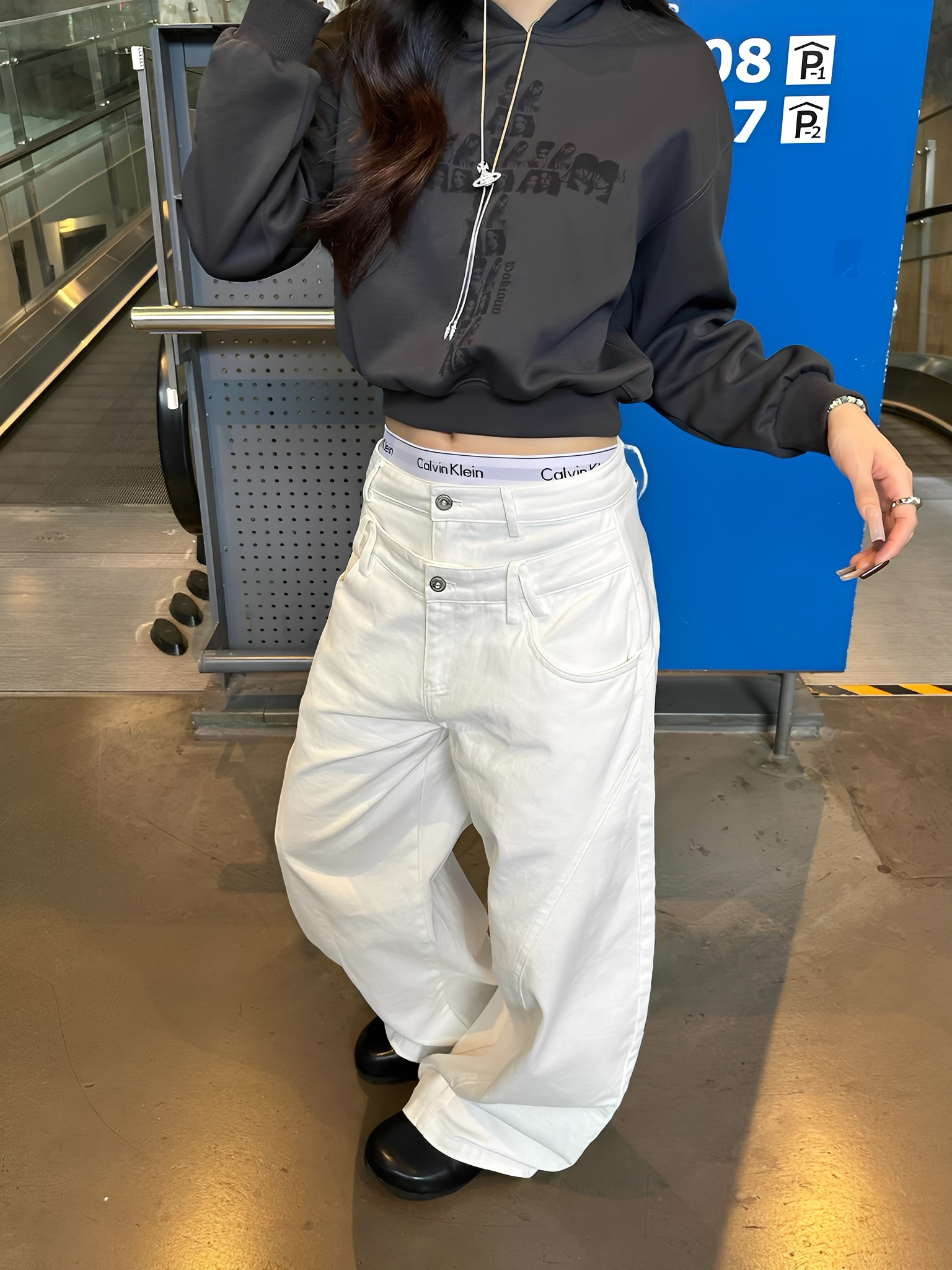 2色 雙褲頭 美式 復古 設計 男女 休閒 長褲