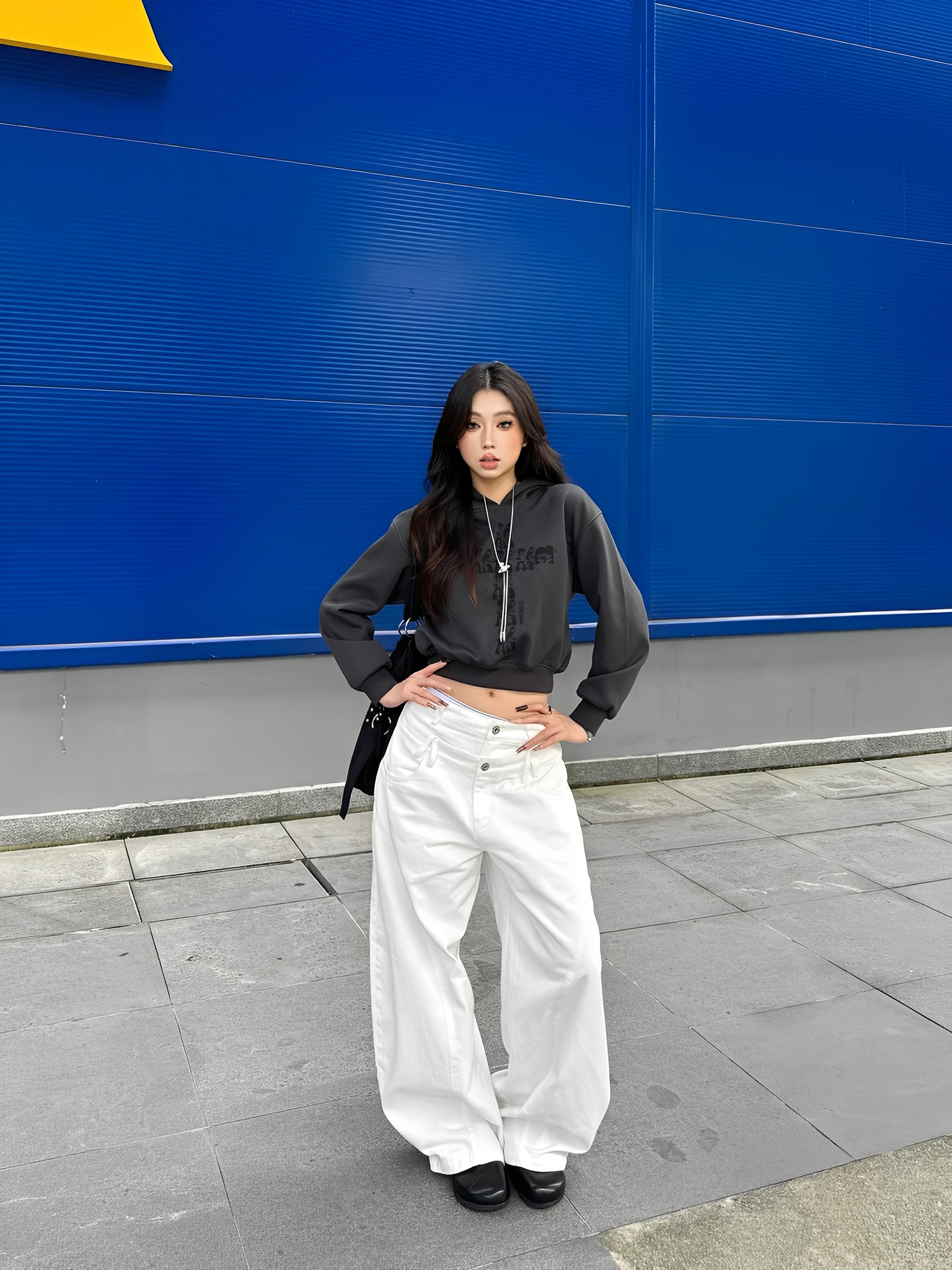 2色 雙褲頭 美式 復古 設計 男女 休閒 長褲