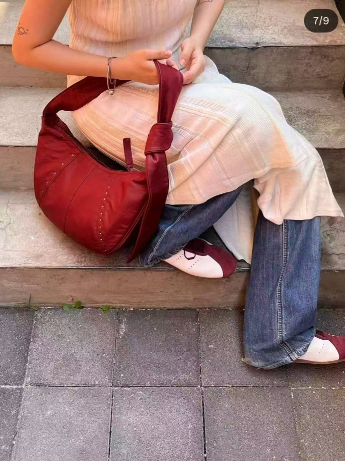 韓國代購 Archivepke Freckle hobo bag(Bordeaux)尼龍