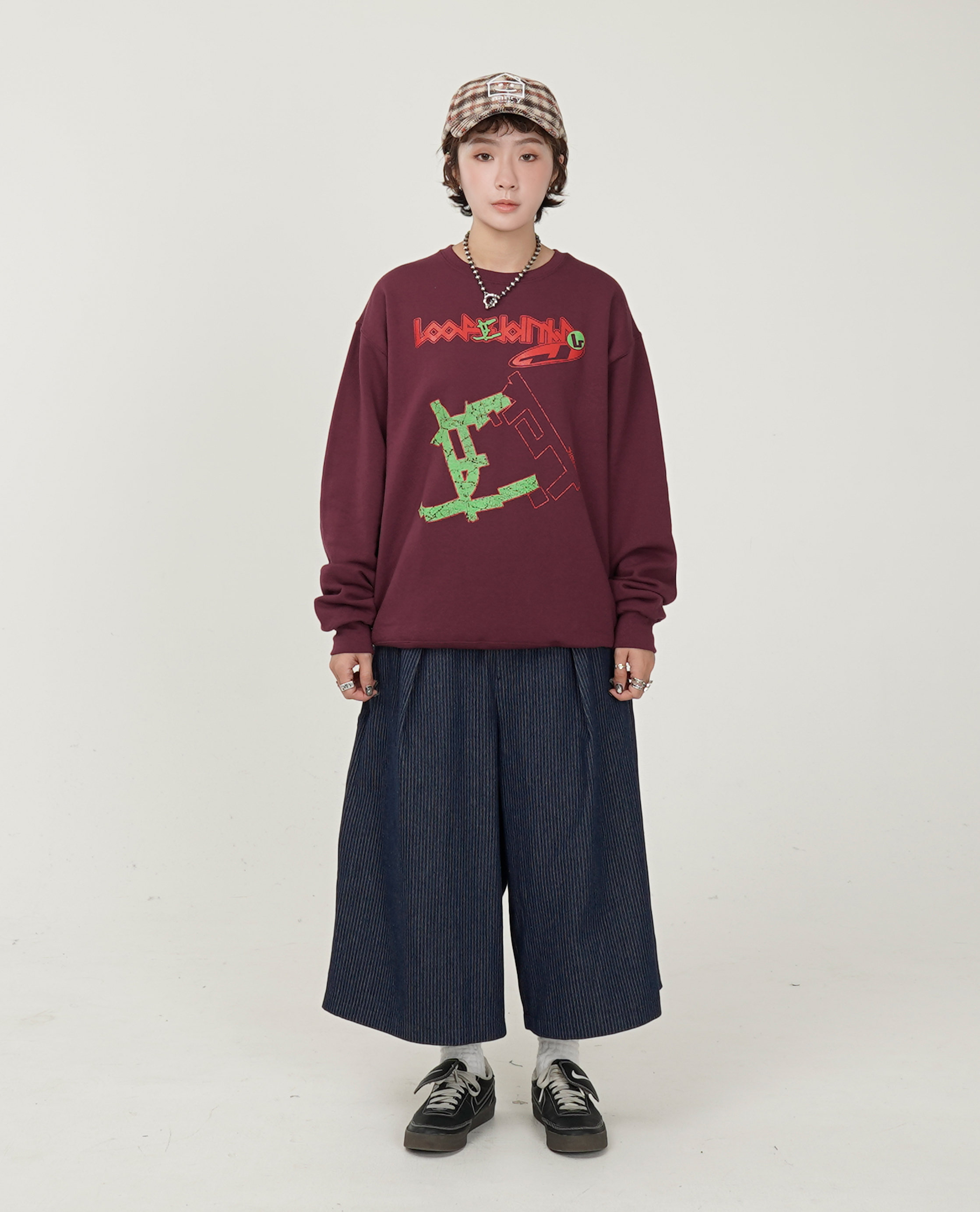 LOOSE JOINTS AKI YAMAMOTO - 'RESONATING PERSPECTIVES' CREW NECK - 25FW