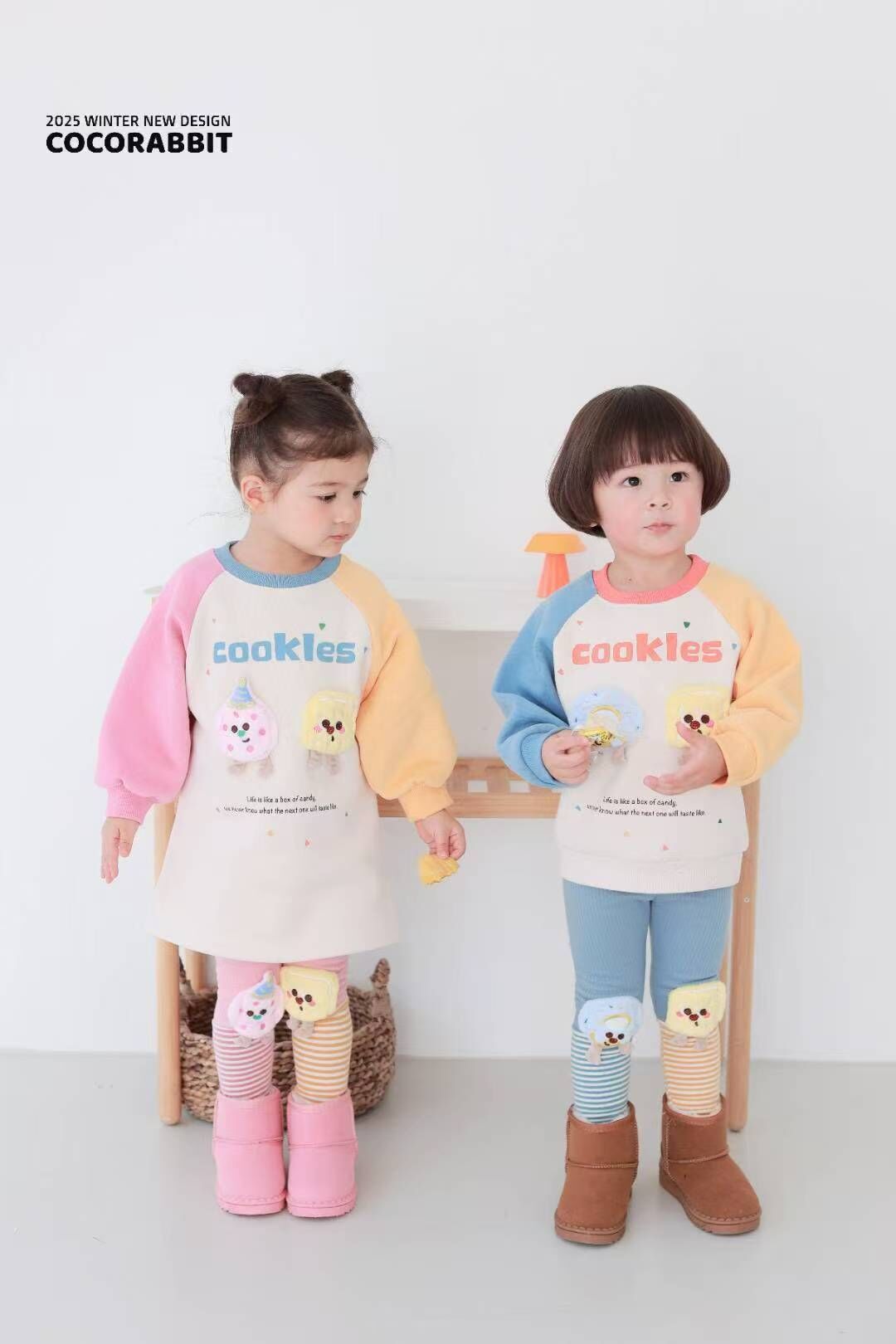 CRB11D030PK coco rabbit 粉紅冬甩曲奇衛衣裙