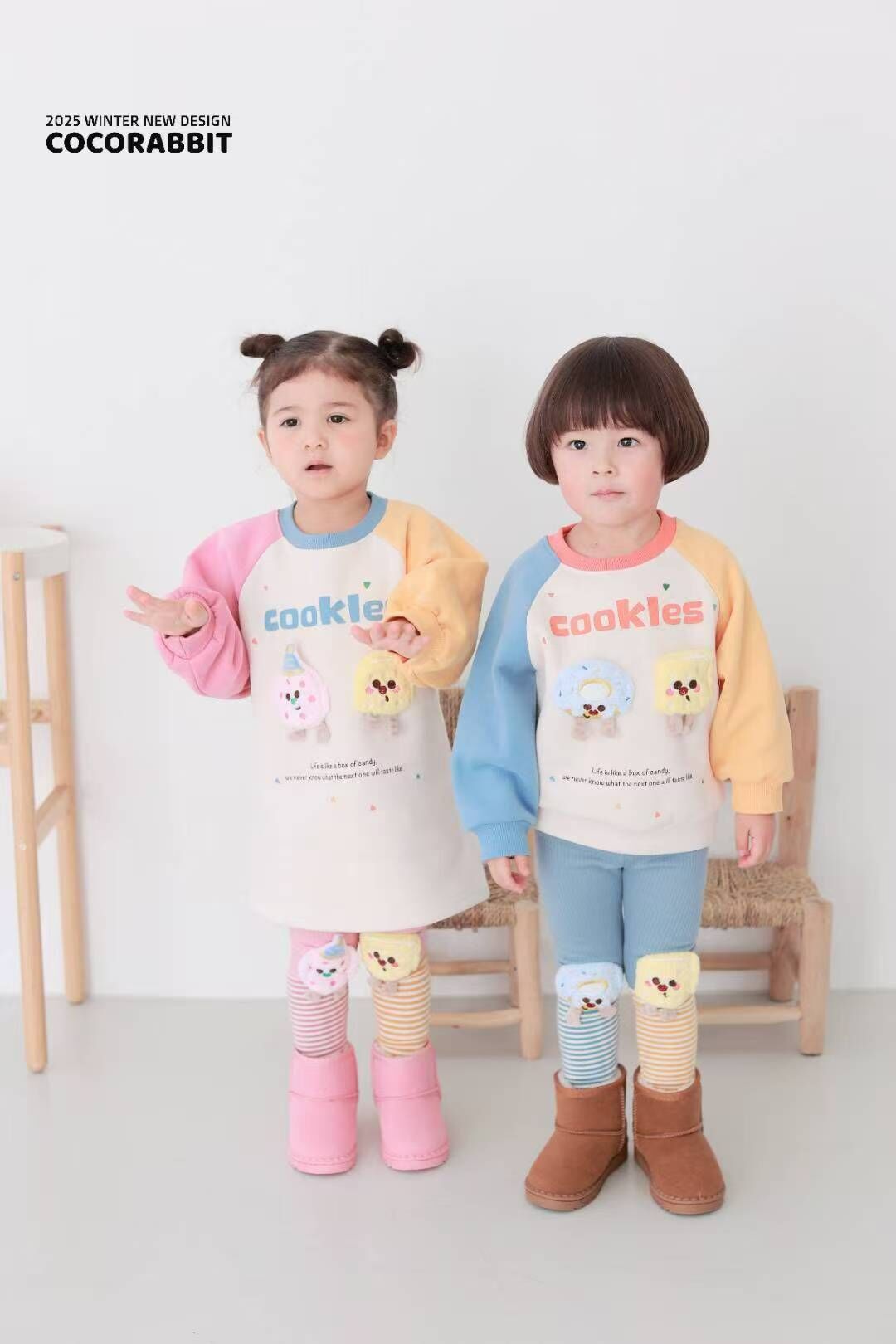 CRB11D030PK coco rabbit 粉紅冬甩曲奇衛衣裙