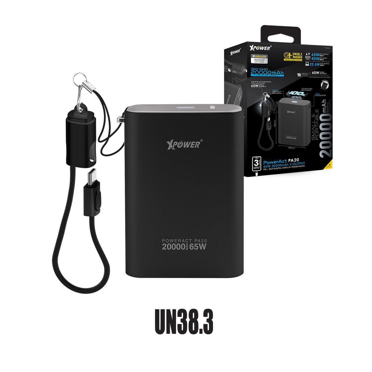 XPower PowerAct PA20  65W 20000mAh 3輸出 PD+SCP數顯移動電源