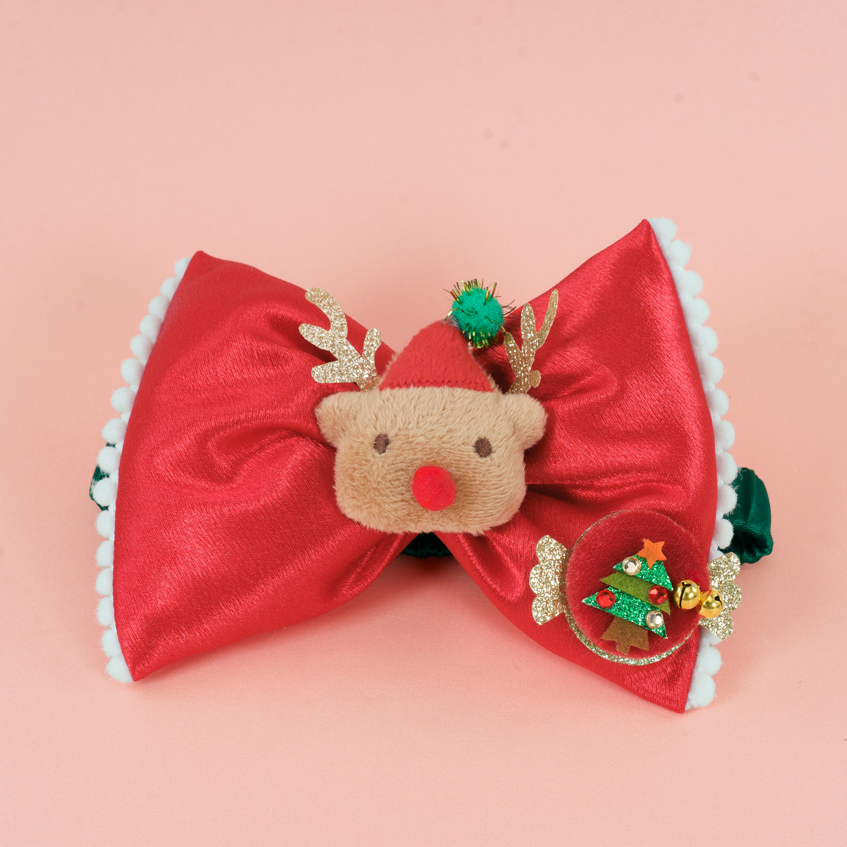 Christmas Headband With Stuffed Bow (Red)