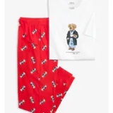 [S] POLO RALPH LAUREN WHITE/RED BEAR JOGGER PAJAMA SET, PKB1F2-A528 (SUZZ140)