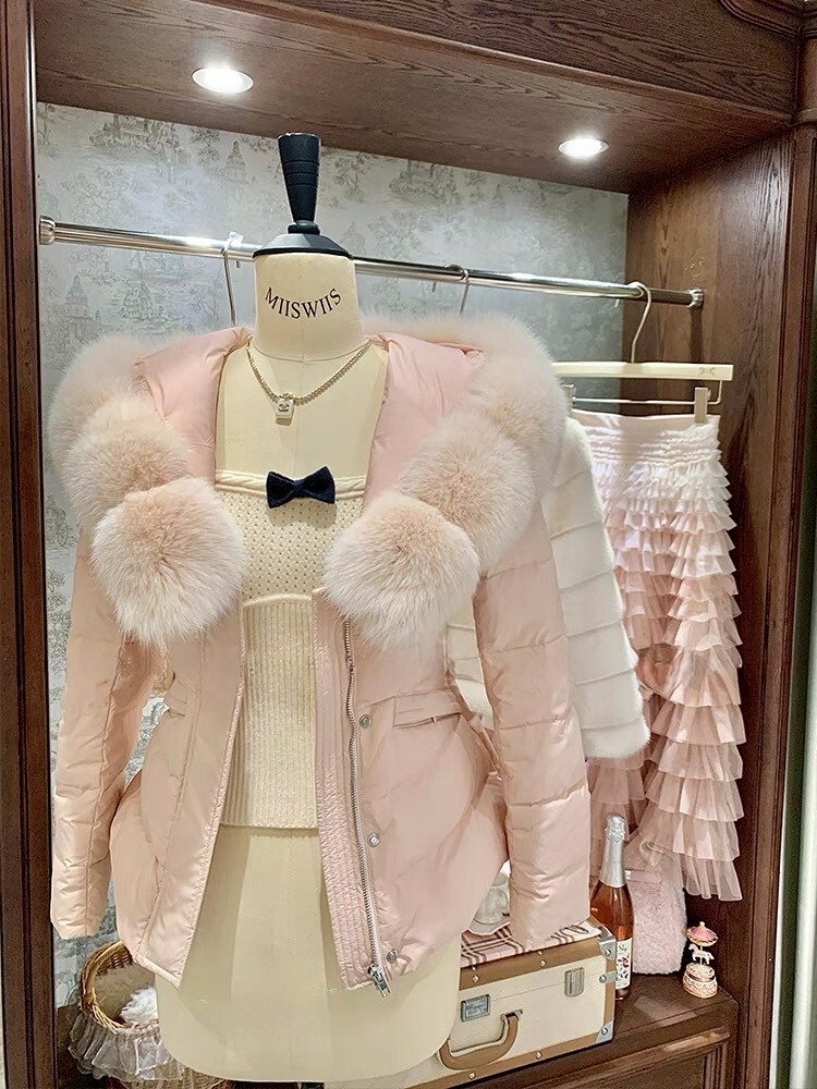 設計師家可拆真狐狸毛羽絨外套