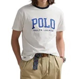 [S] POLO RALPH LAUREN WHITE CLASSIC FIT LETTERMAN LOGO SHORT SLEEVE T-SHIRT, 710964466004-WHITE (SUZZ135)