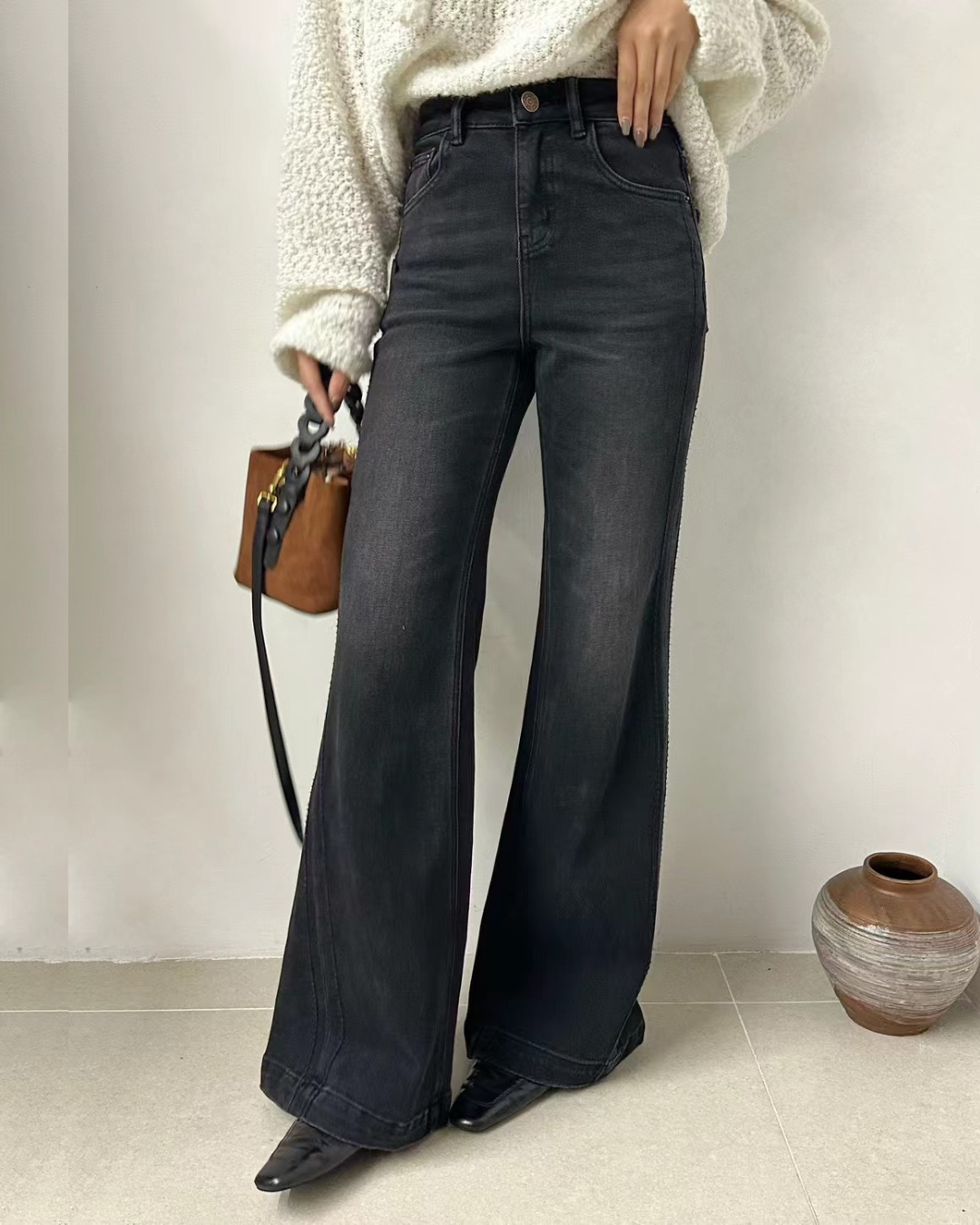 Nellie&Co.暗影水洗立體剪裁牛仔褲