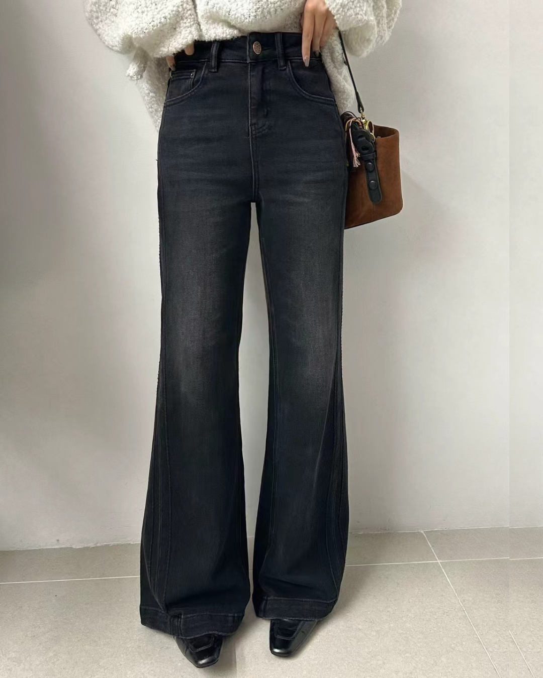 Nellie&Co.暗影水洗立體剪裁牛仔褲