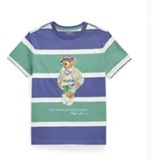 [S] POLO RALPH LAUREN GREEN POLO BEAR STRIPED COTTON JERSEY TEE, 323971435001-GREEN (SUZZ134)