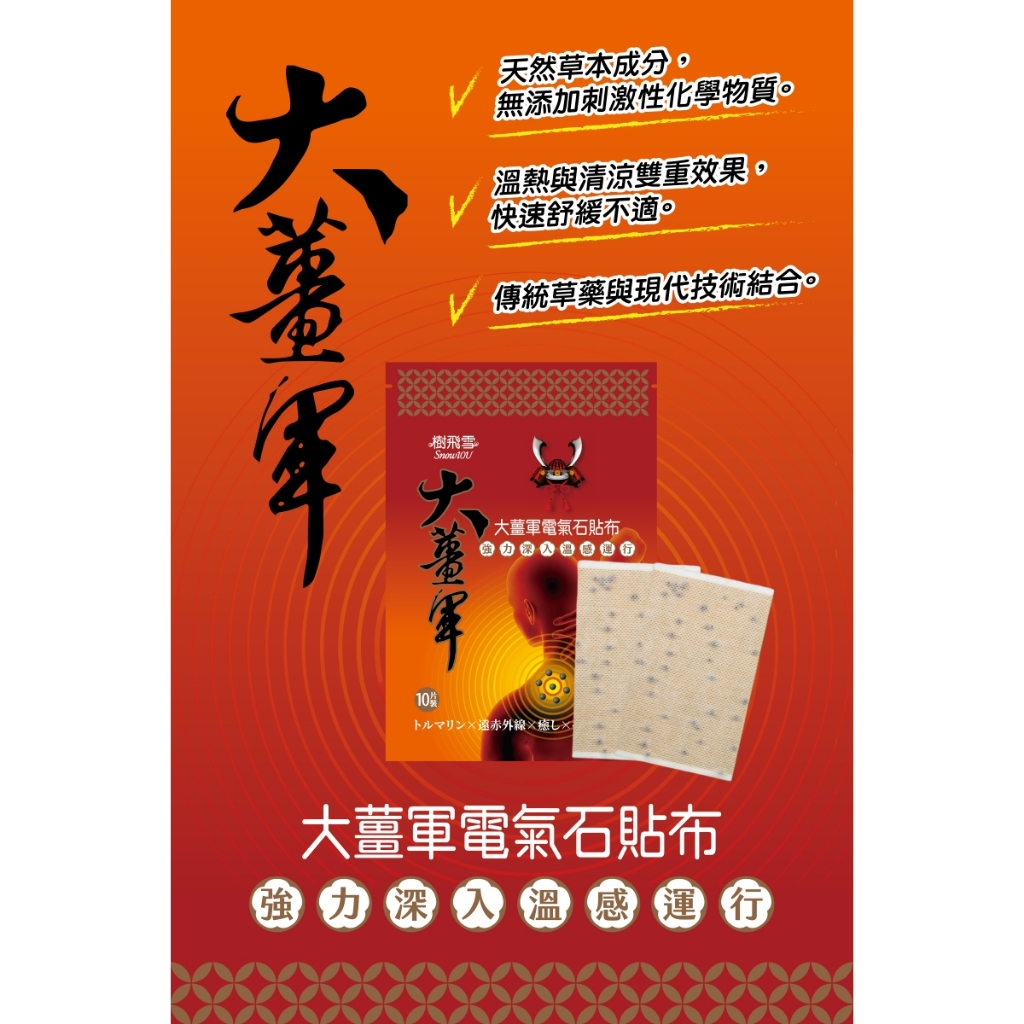 【樂森藥局】樹飛雪 大薑軍電氣石貼布 10片