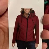[S] DKNY RED WOMENS MIXED MEDIA LIGHT WEIGHT PUFFER, 1889464-RED (SUZZ133)