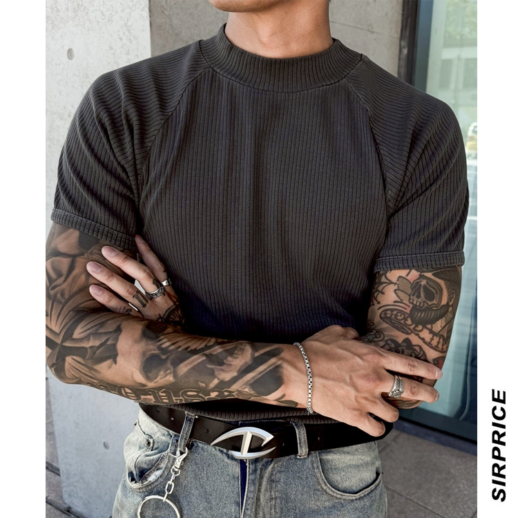 小立領超彈性合身肌肉T