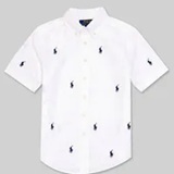 [S] POLO RALPH LAUREN WHITE BIG BOYS SHORT SLEEVE POLO PONY OXFORD SHIRT, 323875246002-WHITE (SUZZ131)