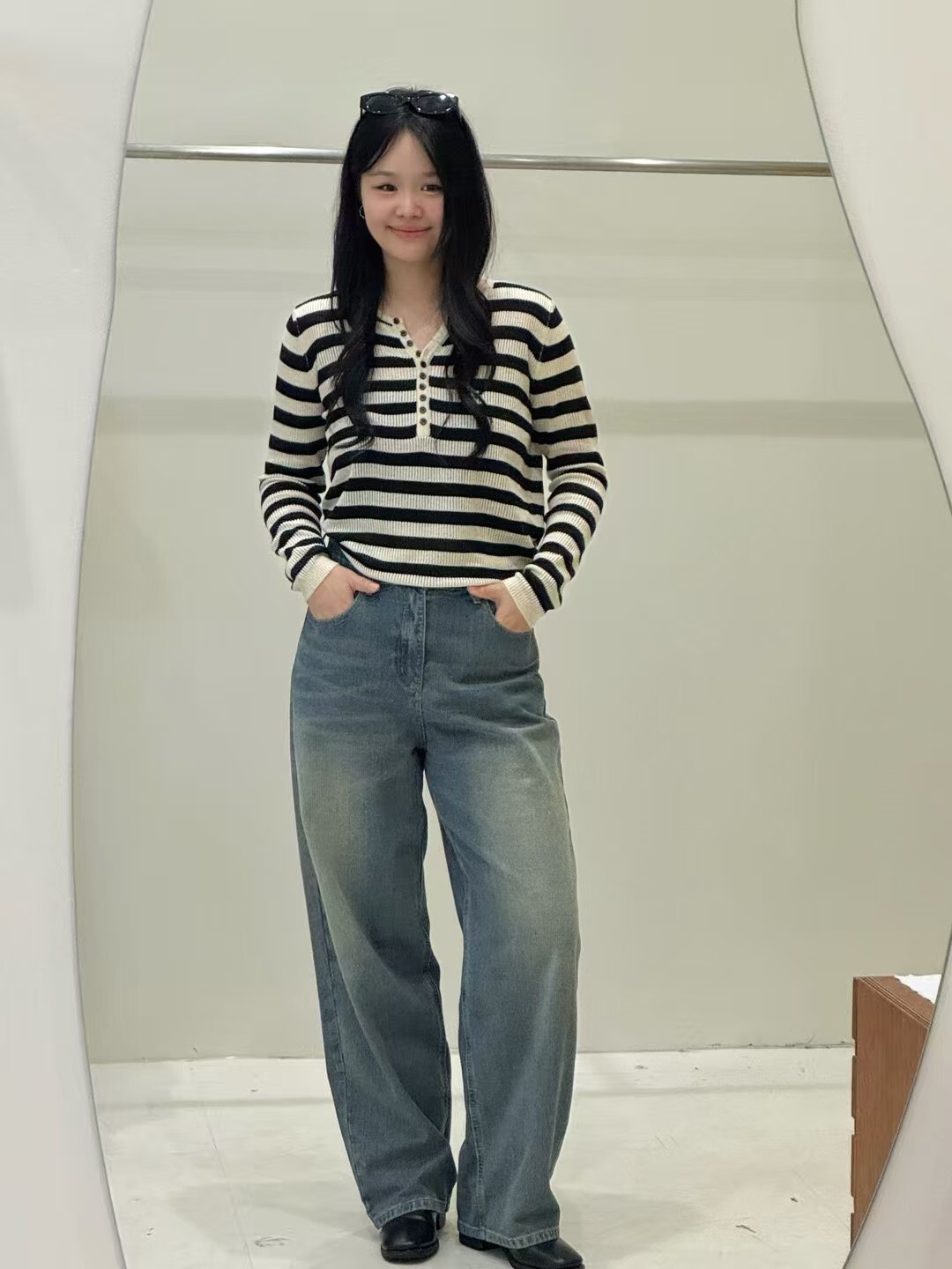 ABB5085 排扣坑紋針織上衣