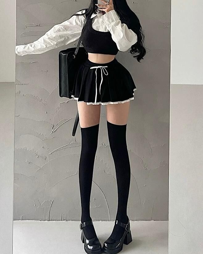 棉質百褶雙層褲裙