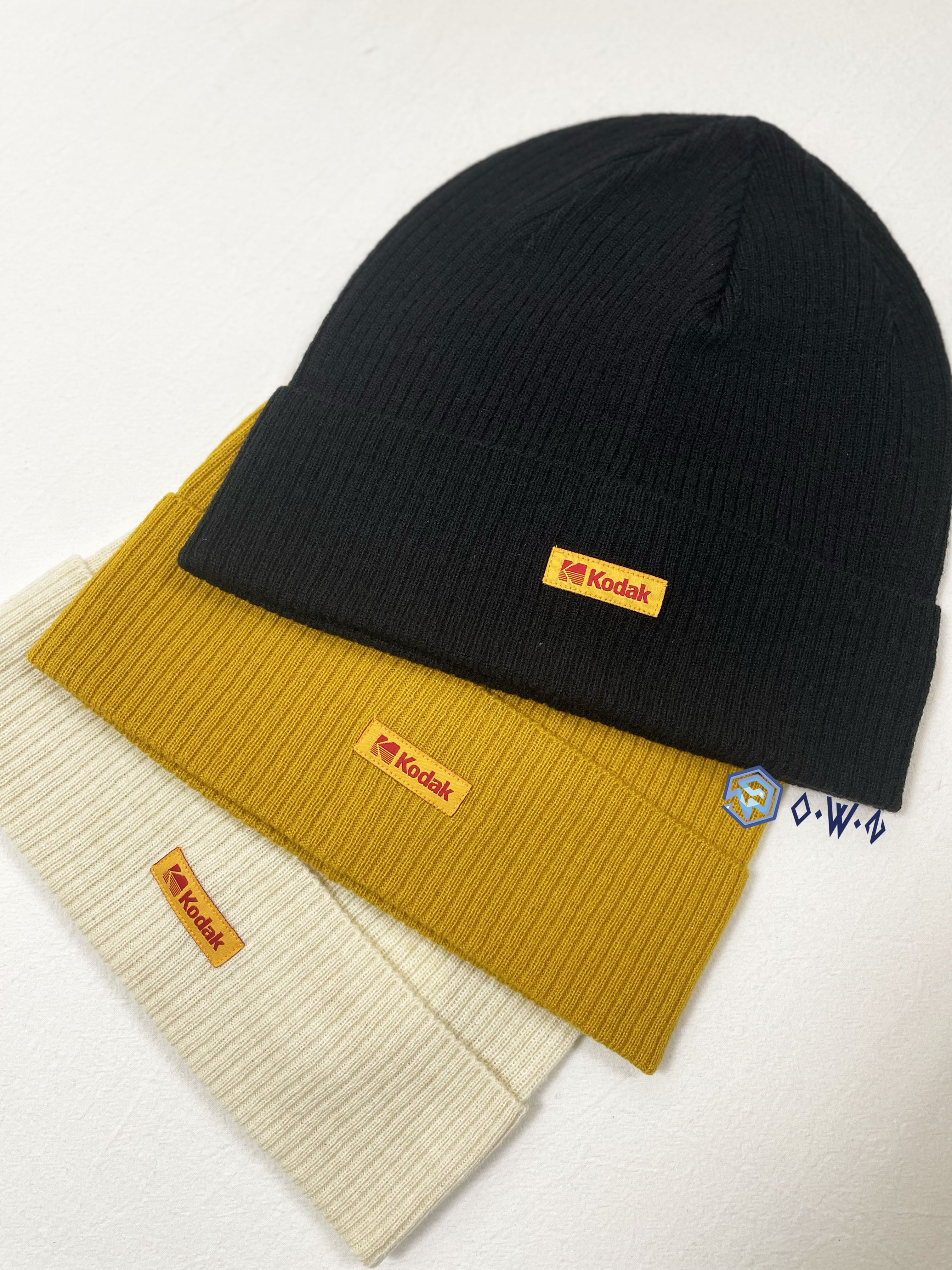 【OWN】Kodak 經典 毛帽 短帽 秋冬 保暖 帽子 LOGO 百搭 不分男女 黑色 米色 黃色