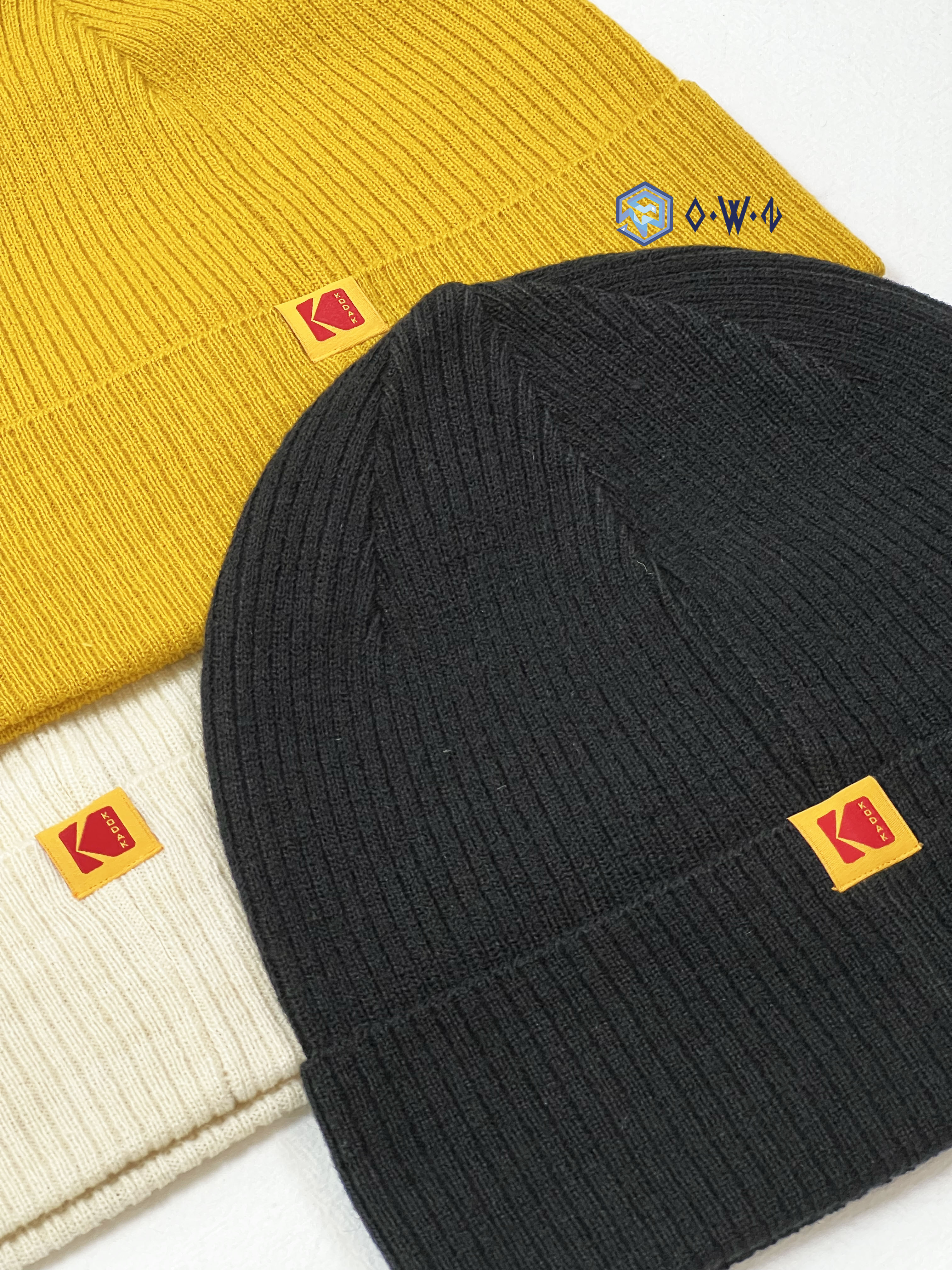 【OWN】Kodak 經典 毛帽 短帽 秋冬 保暖 帽子 LOGO 百搭 不分男女 黑色 米色 黃色