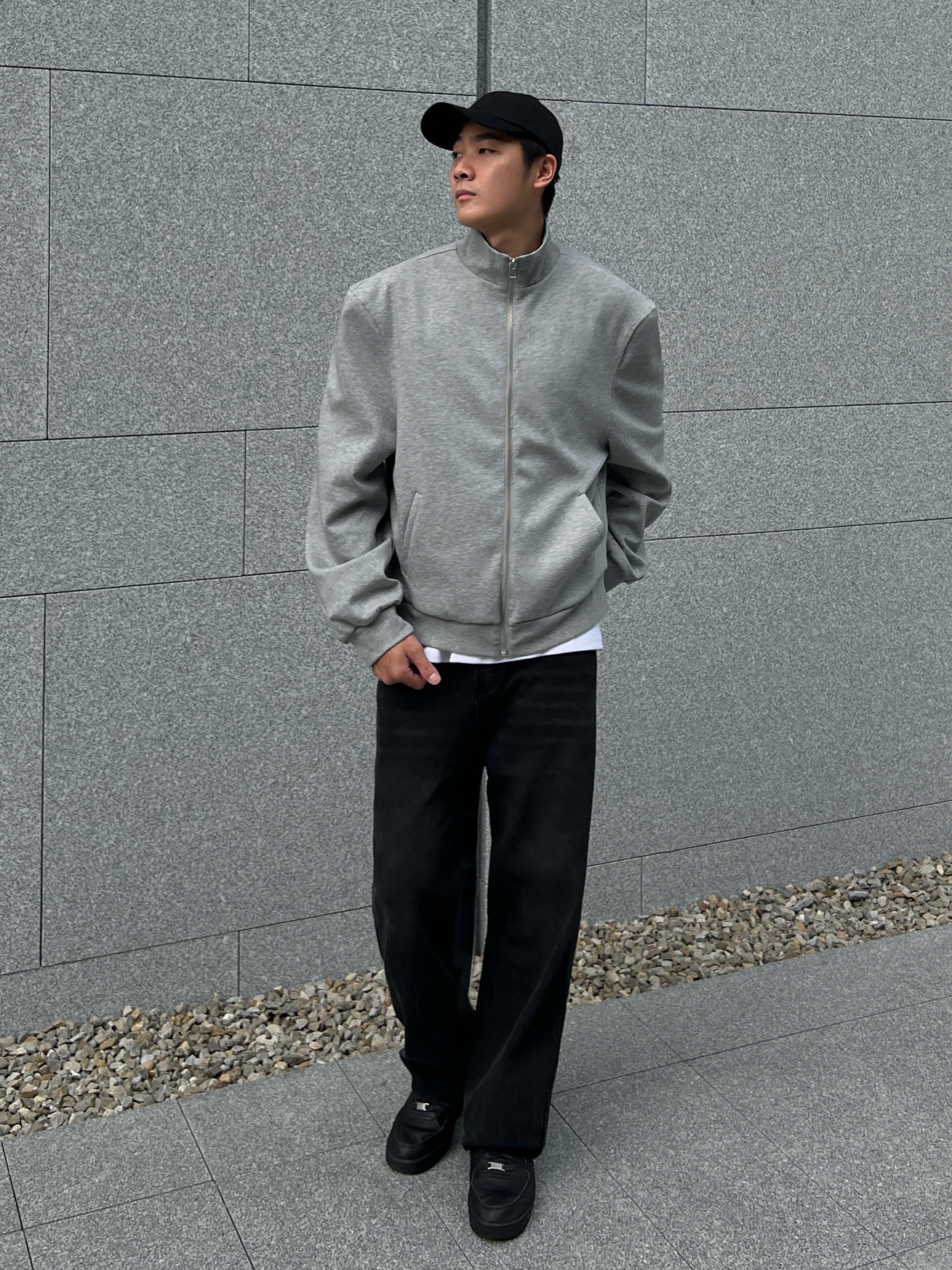 [1atm] 線條-縮袖棉質外套