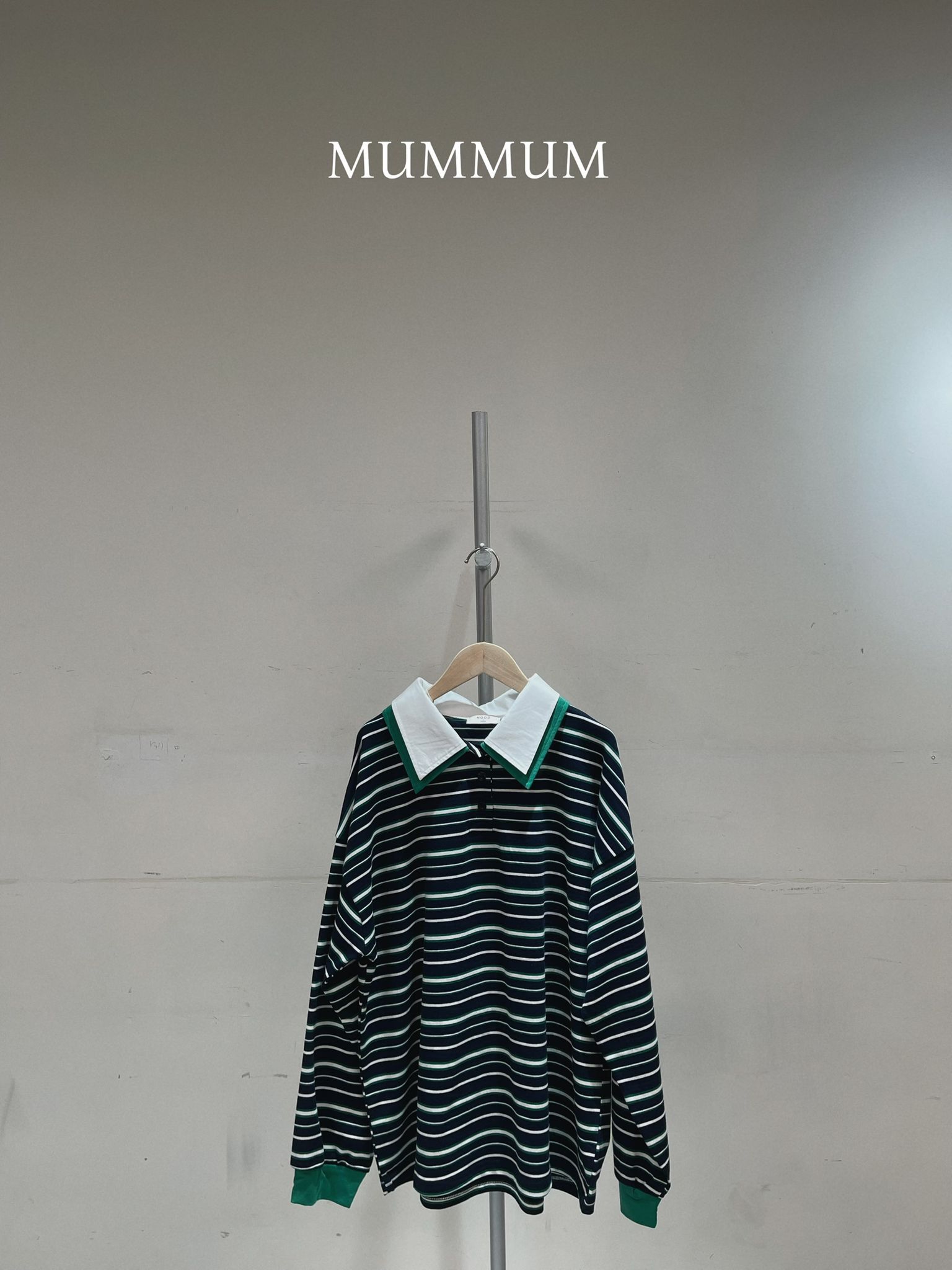 0212842a/ 校園風間條雙重領上衣 48/48/29