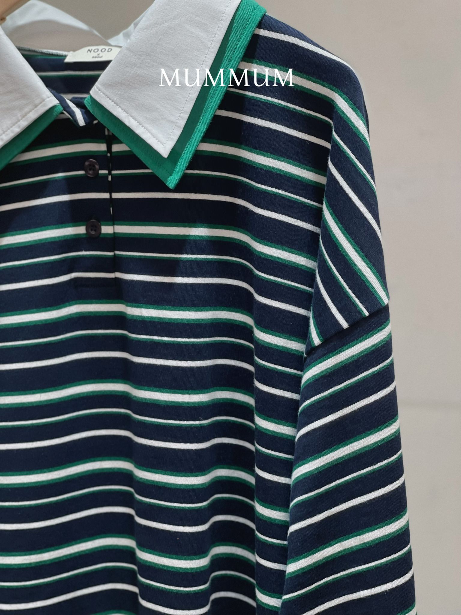 0212842a/ 校園風間條雙重領上衣 48/48/29