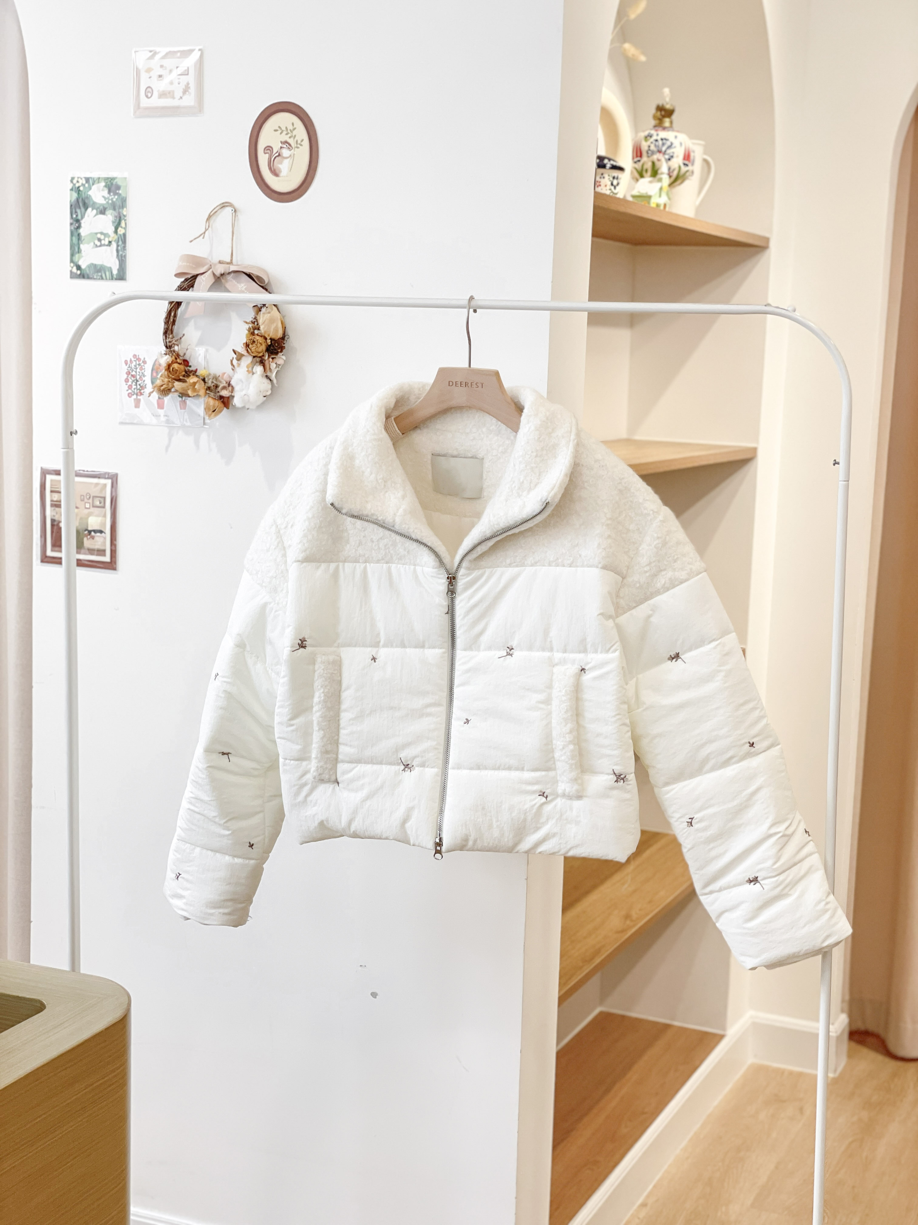 JK253 Wool Floral Quilted Jacket