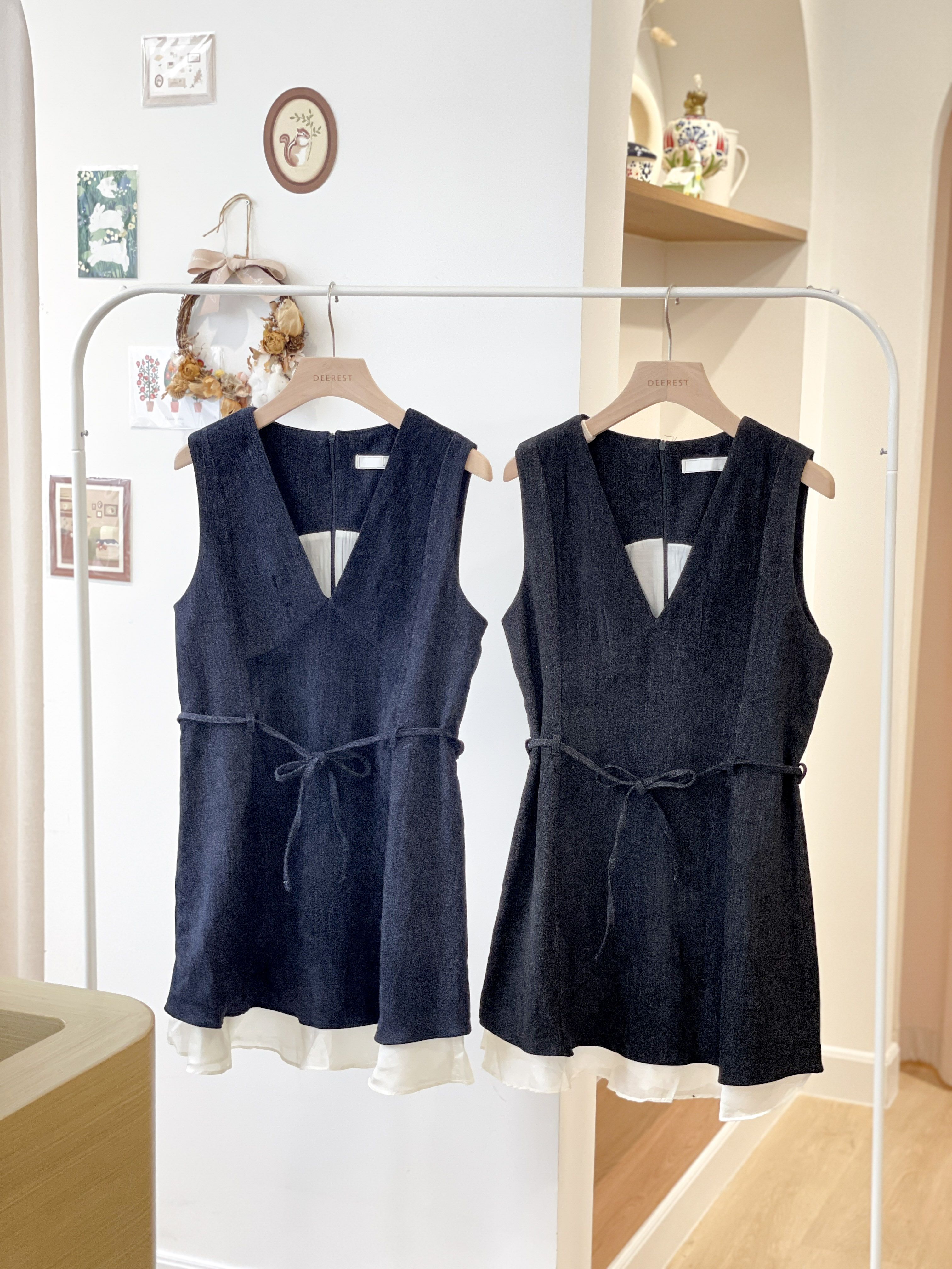 OP678 Indigo Corduroy Layered Dress