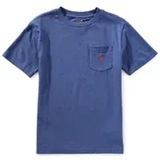 [S] POLO RALPH LAUREN BLUE BIG KID'S CREW NECK POCKET T-SHIRT, 323970333004-BLUE (SUZZ116)