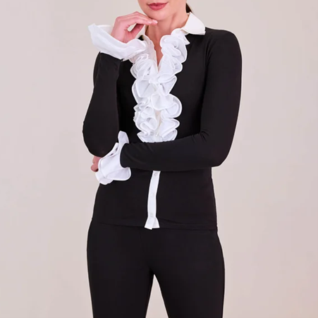 1AF1109-133 ANNE FONTAINE Patsy Shirt Black/White #H18W023 (C-EU-E)