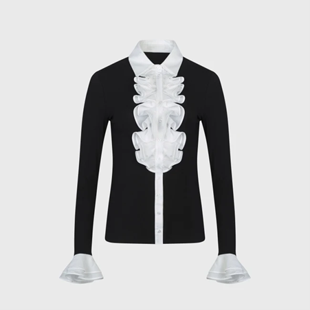 1AF1109-133 ANNE FONTAINE Patsy Shirt Black/White #H18W023 (C-EU-E)