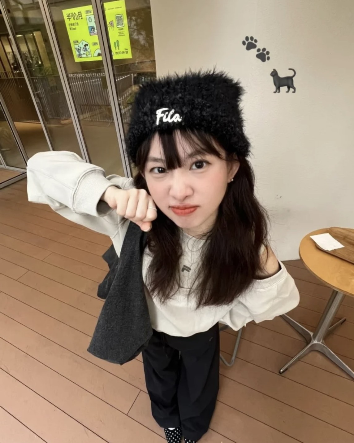 <趙露思同款😍> FILA 毛茸茸 綿羊毛 猫耳帽 六色