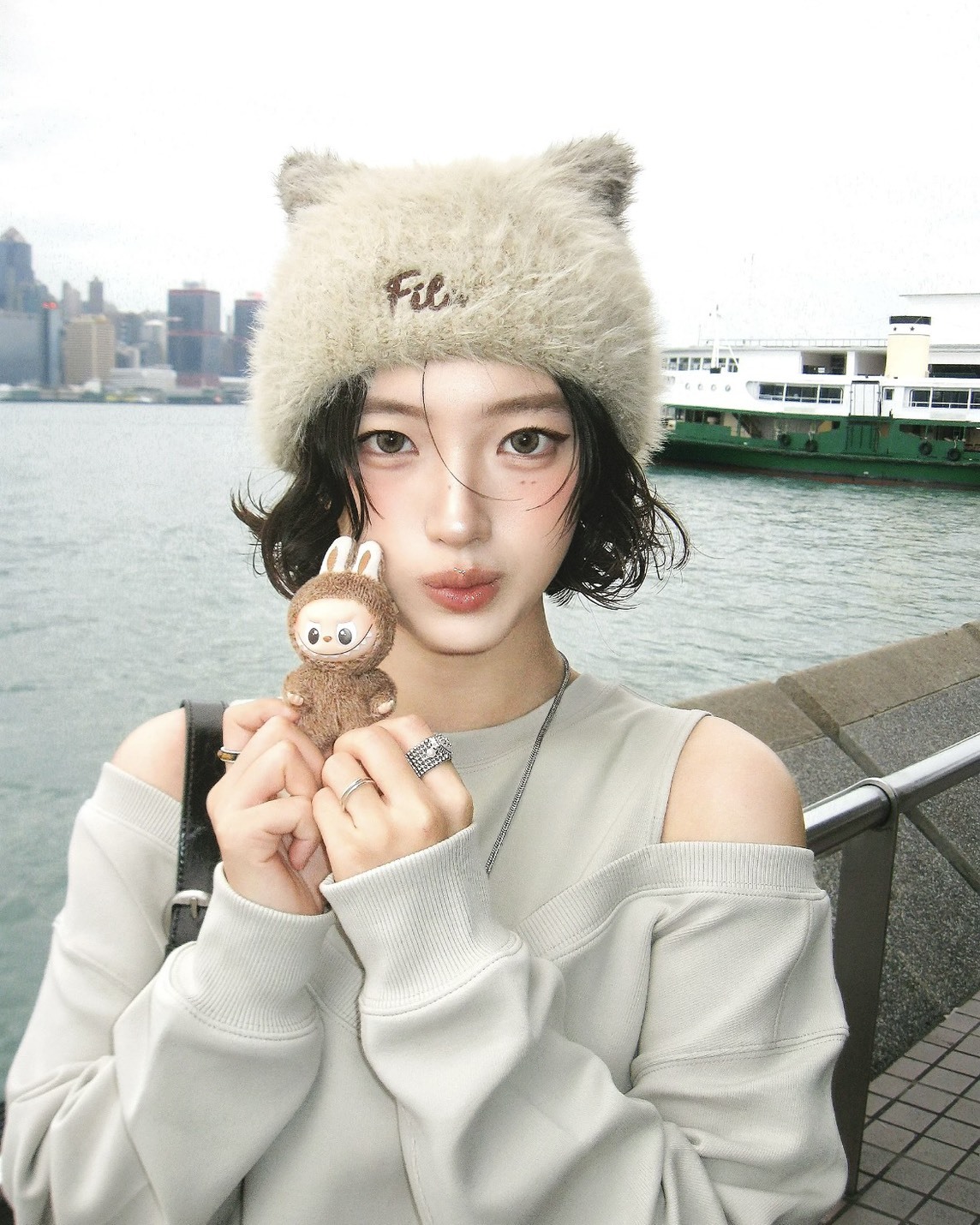 <趙露思同款😍> FILA 毛茸茸 綿羊毛 猫耳帽 六色