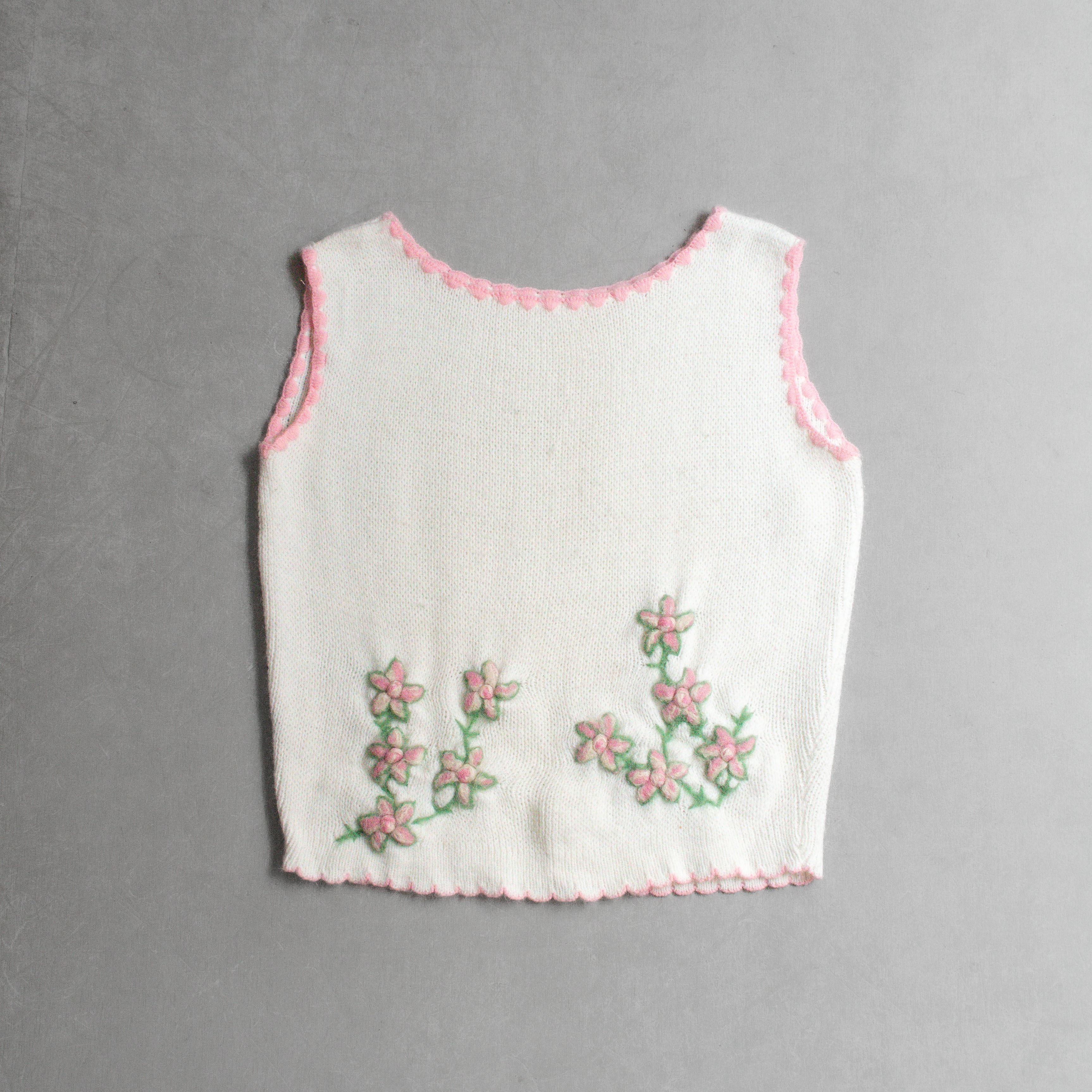 70-80S SEARS KNITTED VEST 美國 白色 針織 刺繡 背心
