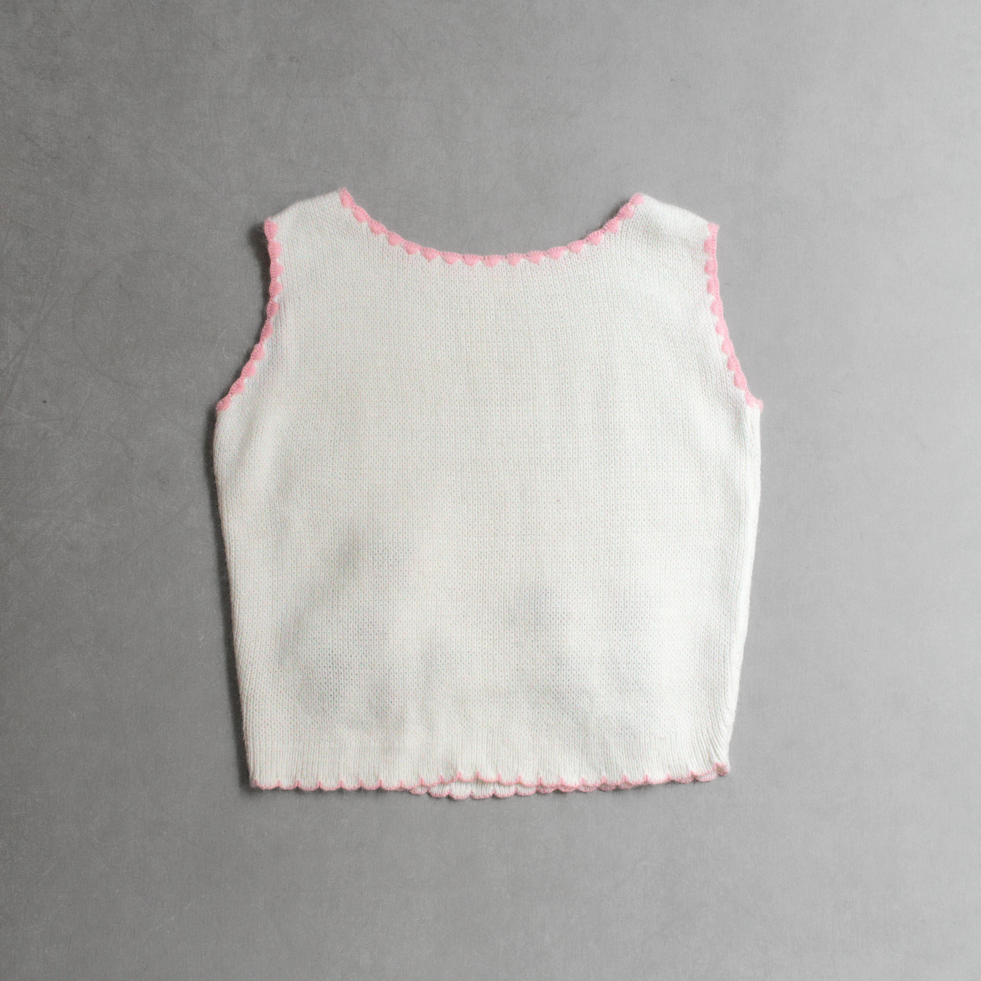 70-80S SEARS KNITTED VEST 美國 白色 針織 刺繡 背心