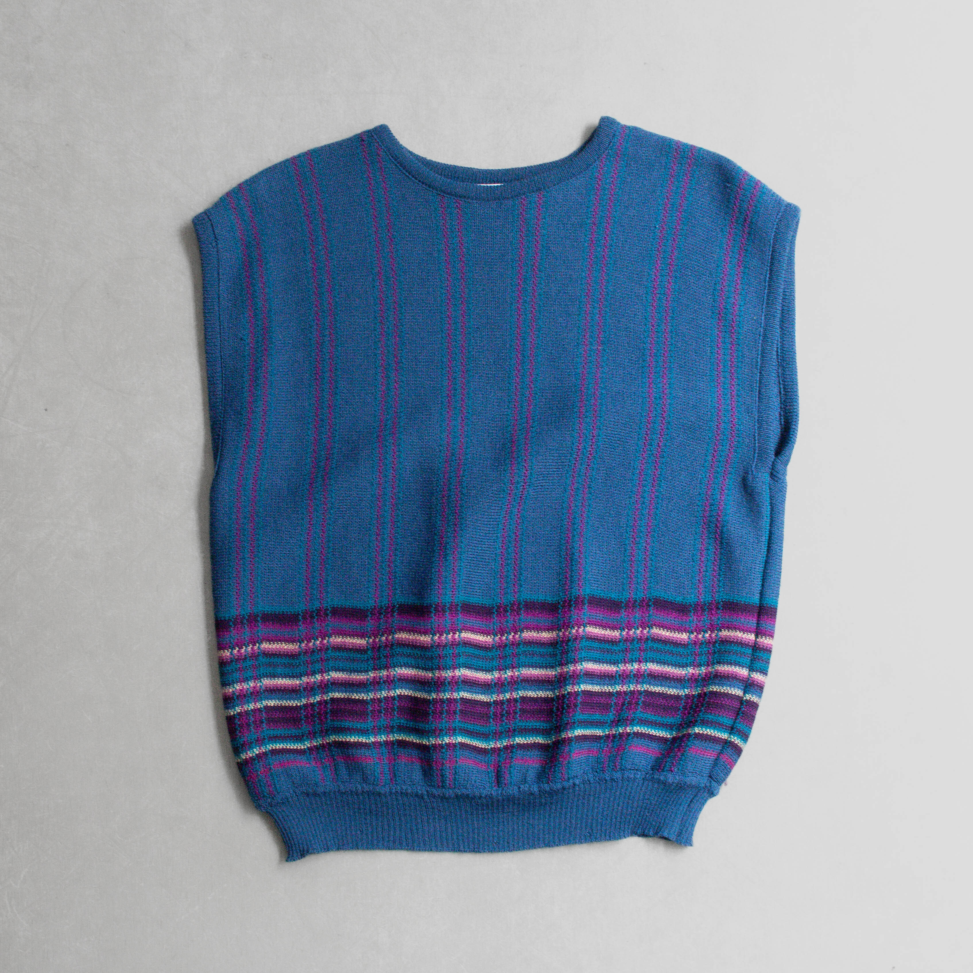 70-80S PENDLETON KNITTED VEST 美國製 藍色 條紋 針織 寬版 背心