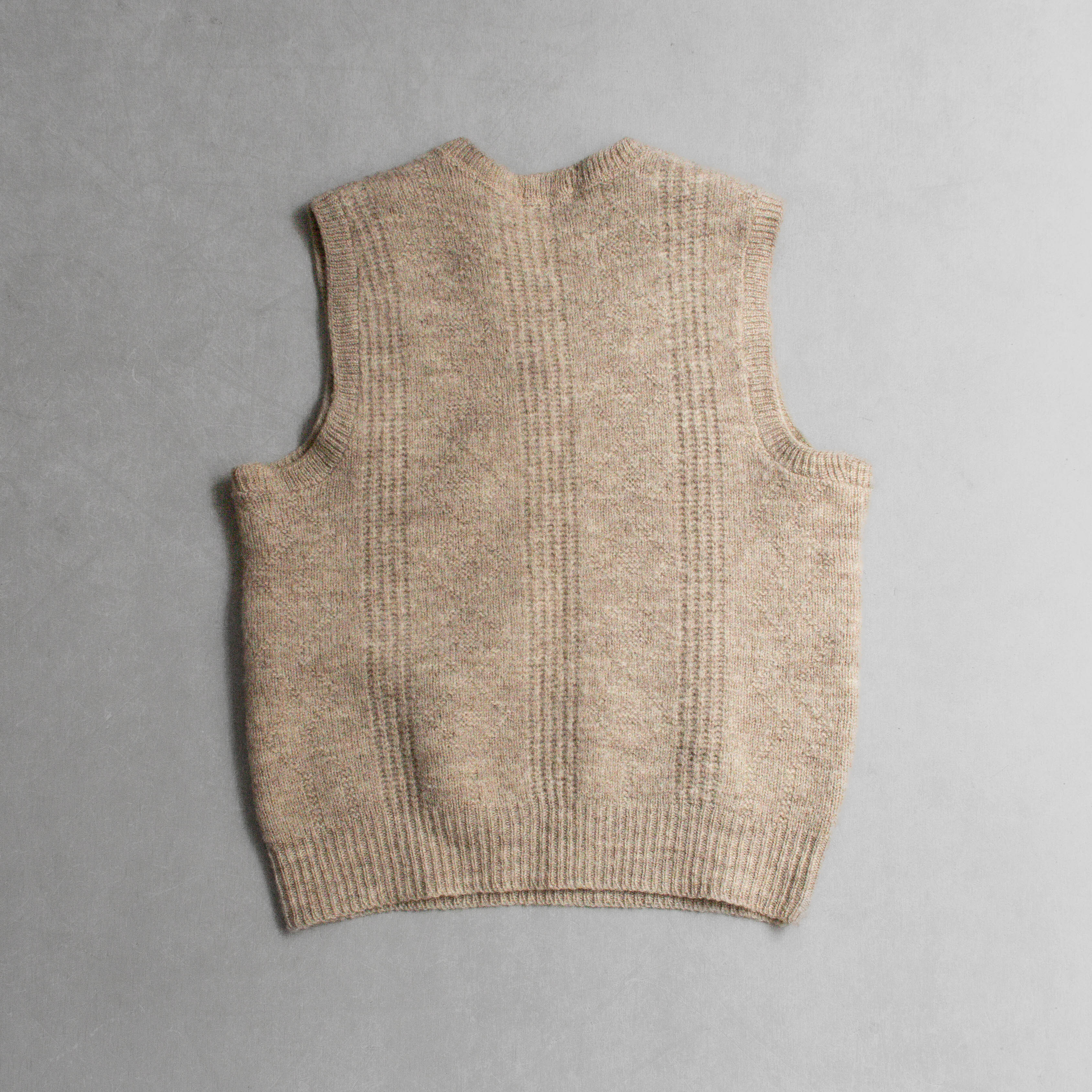 50-60S SPORTSWEAR KNITTED VEST 美國 卡其色 羊毛 麻花 針織 背心