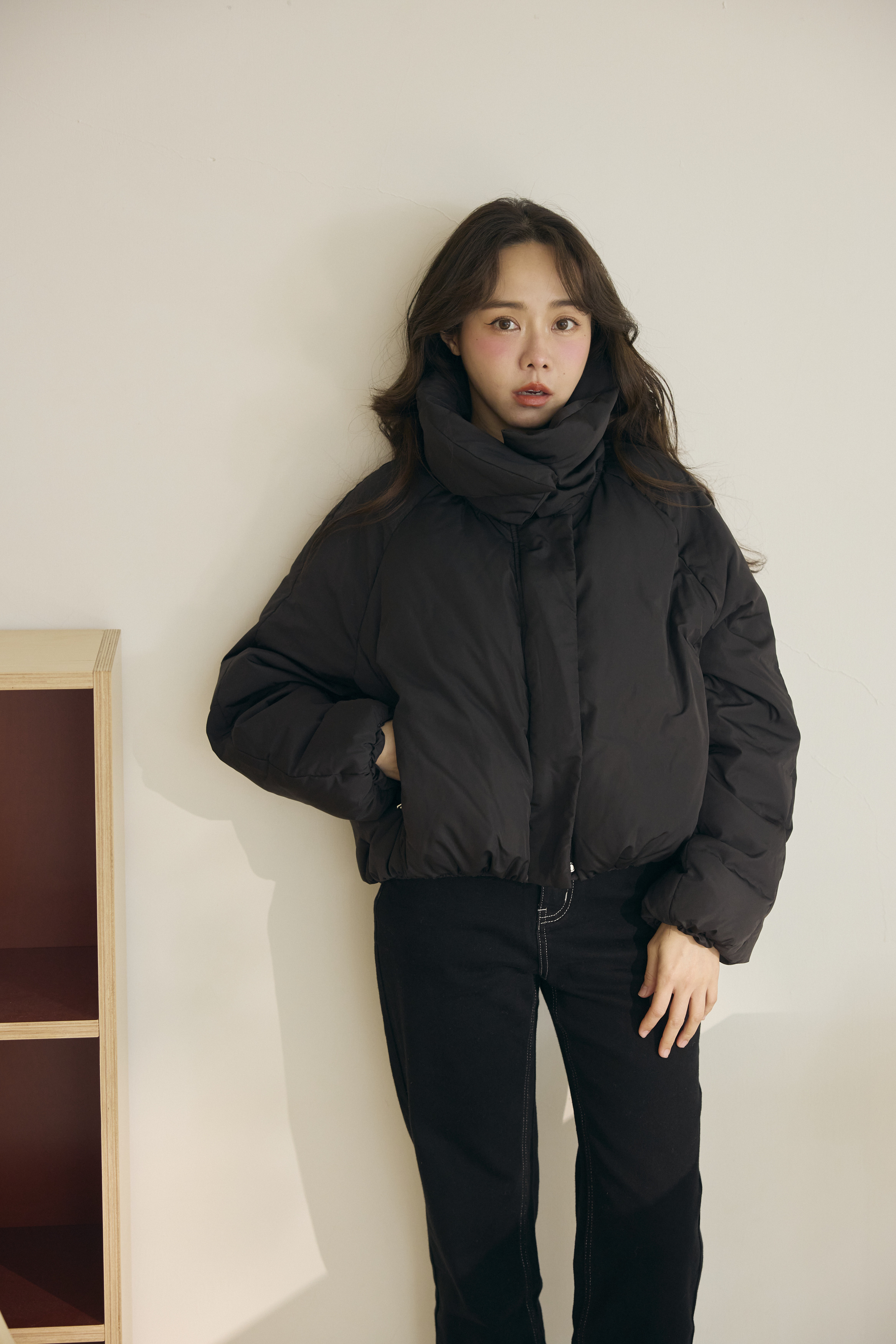 90鴨絨羽絨外套-黑