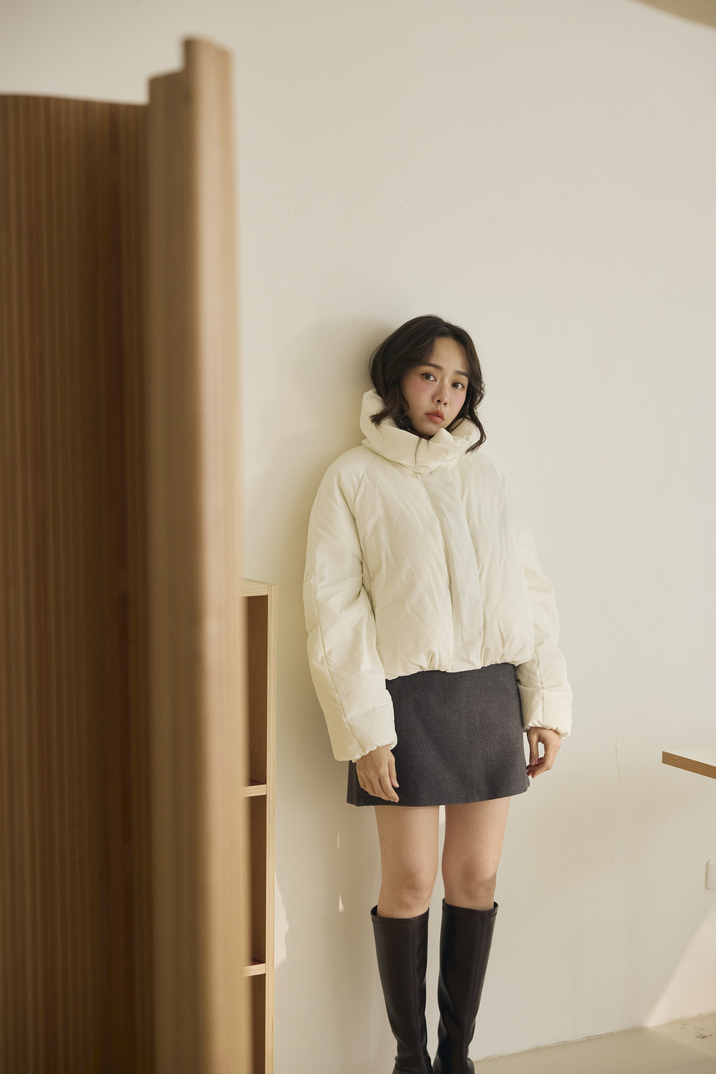 90鴨絨羽絨外套-白