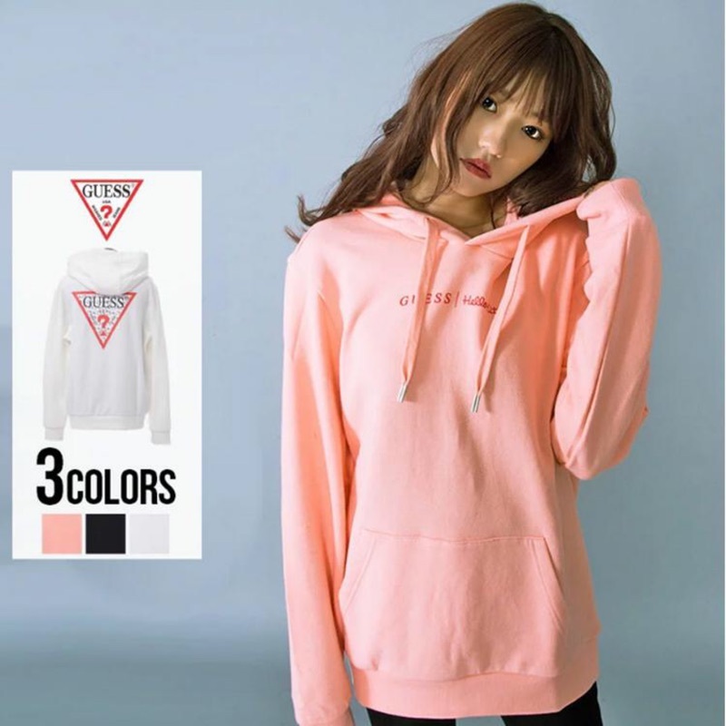 【雙十一優惠】現貨 GUESS x Hello Kitty 帽T 凱蒂貓 LOGO 粉