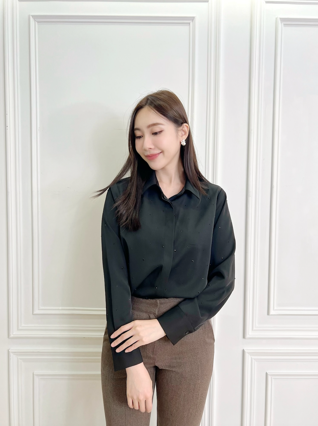 緞面鑽襯衫