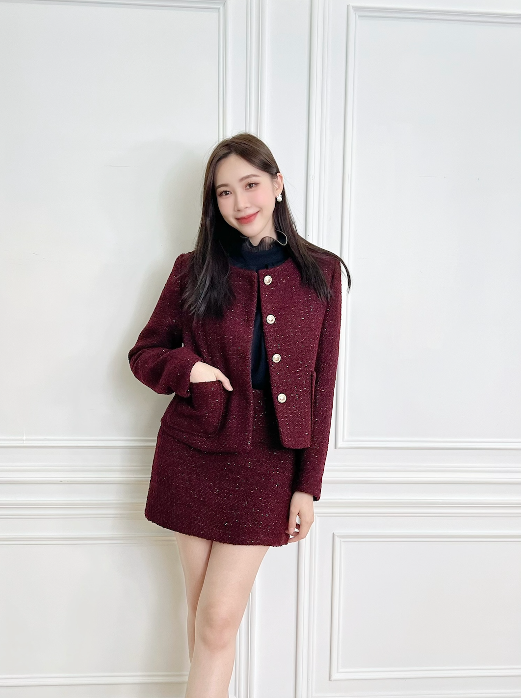 小香風廂型外套+短裙套裝