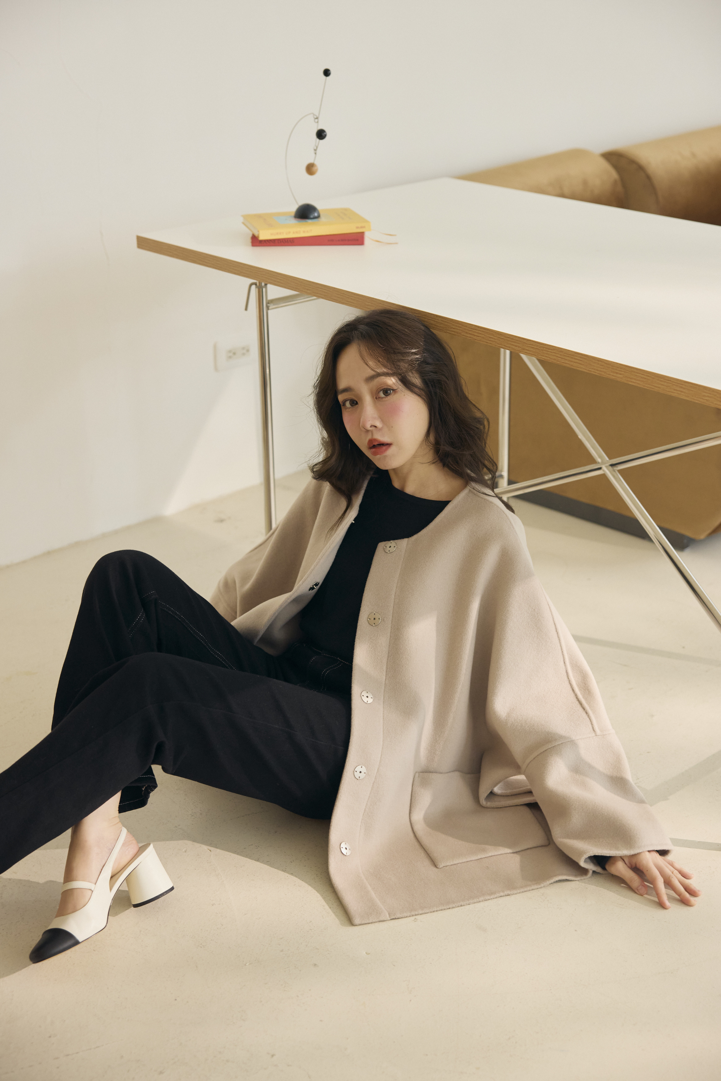 Black Label - 奶杏10％Cashmere斗篷大衣