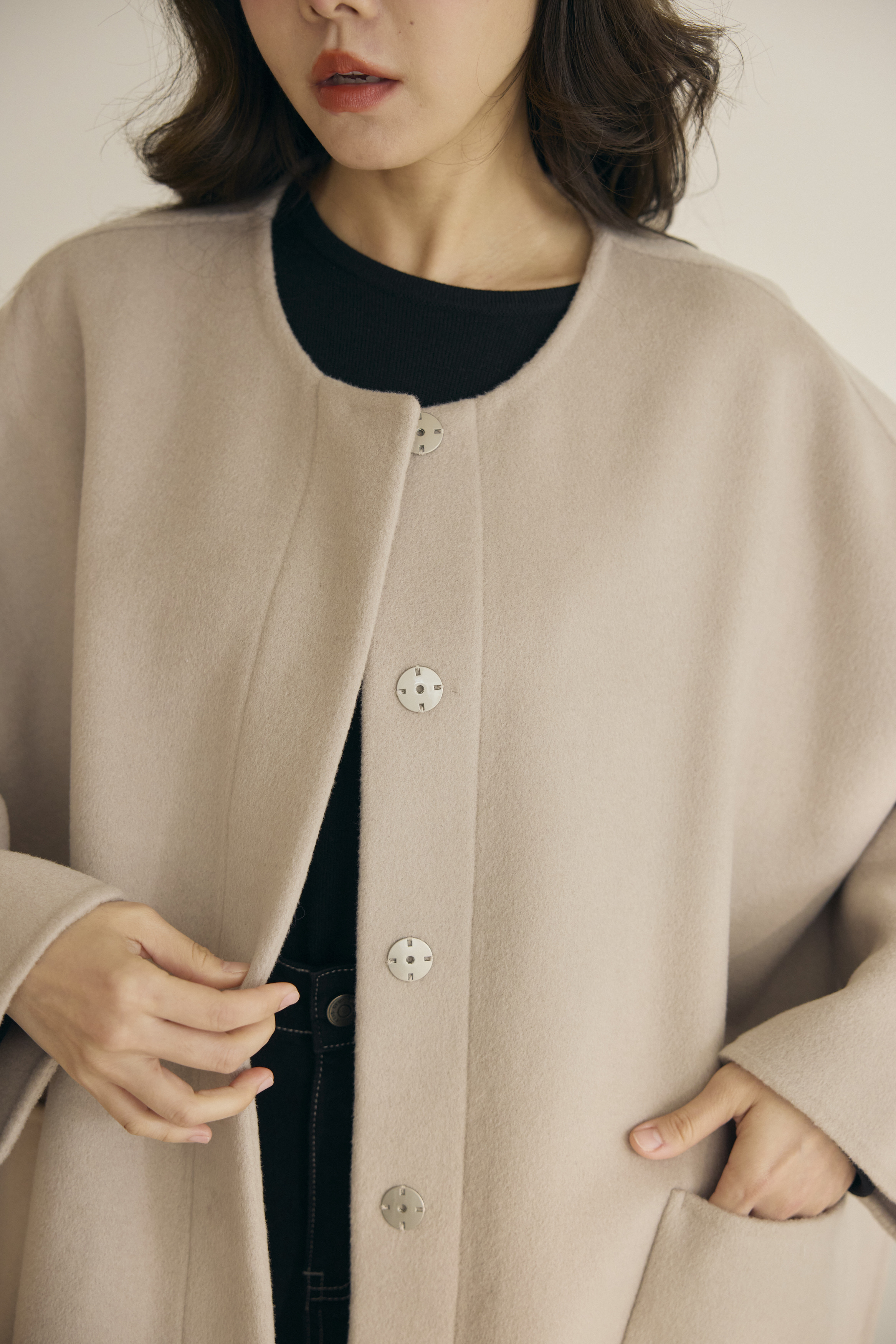 Black Label - 奶杏10％Cashmere斗篷大衣