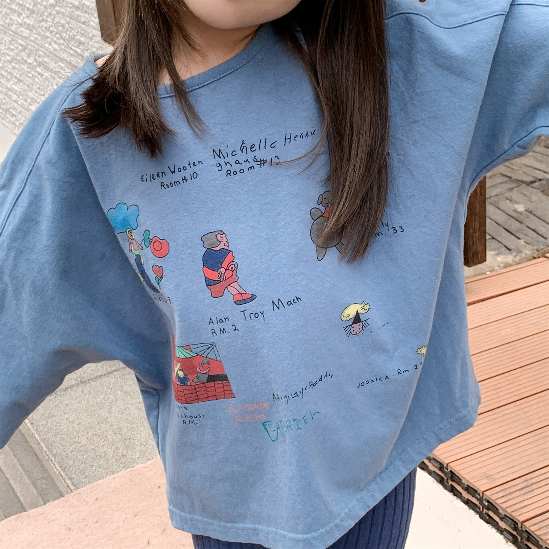 秋季塗鴉薄長袖上衣(80-130)