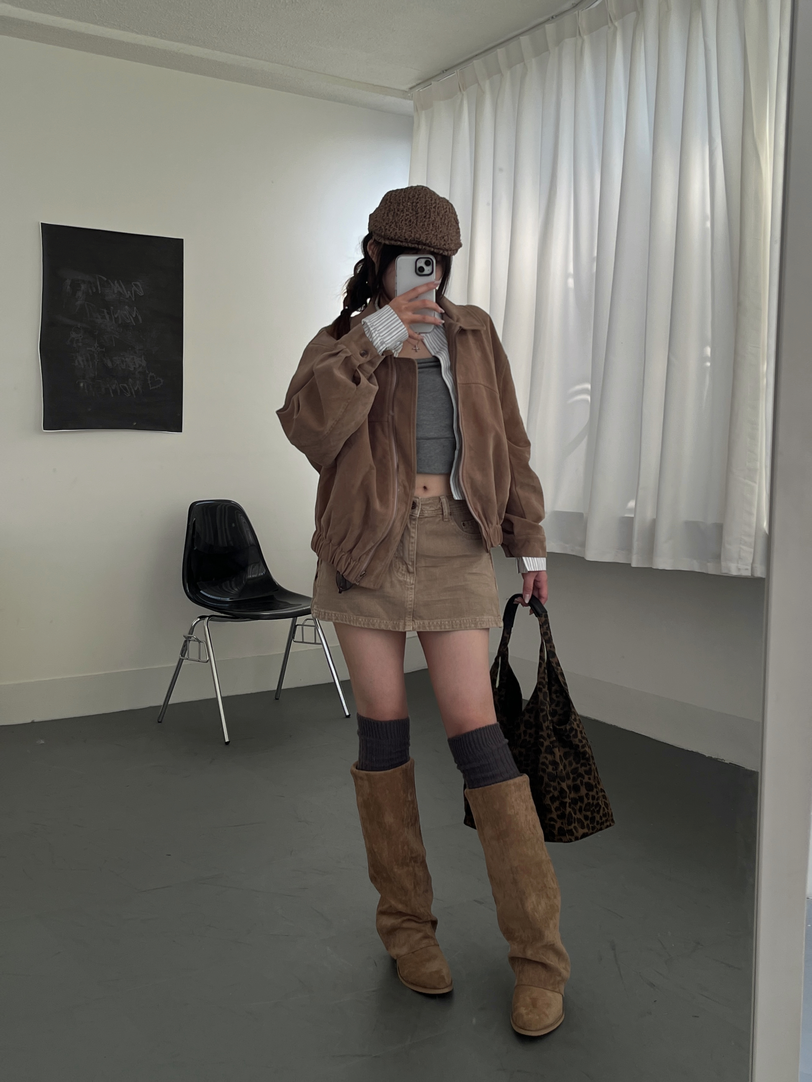 側拉鍊低腰牛仔短裙