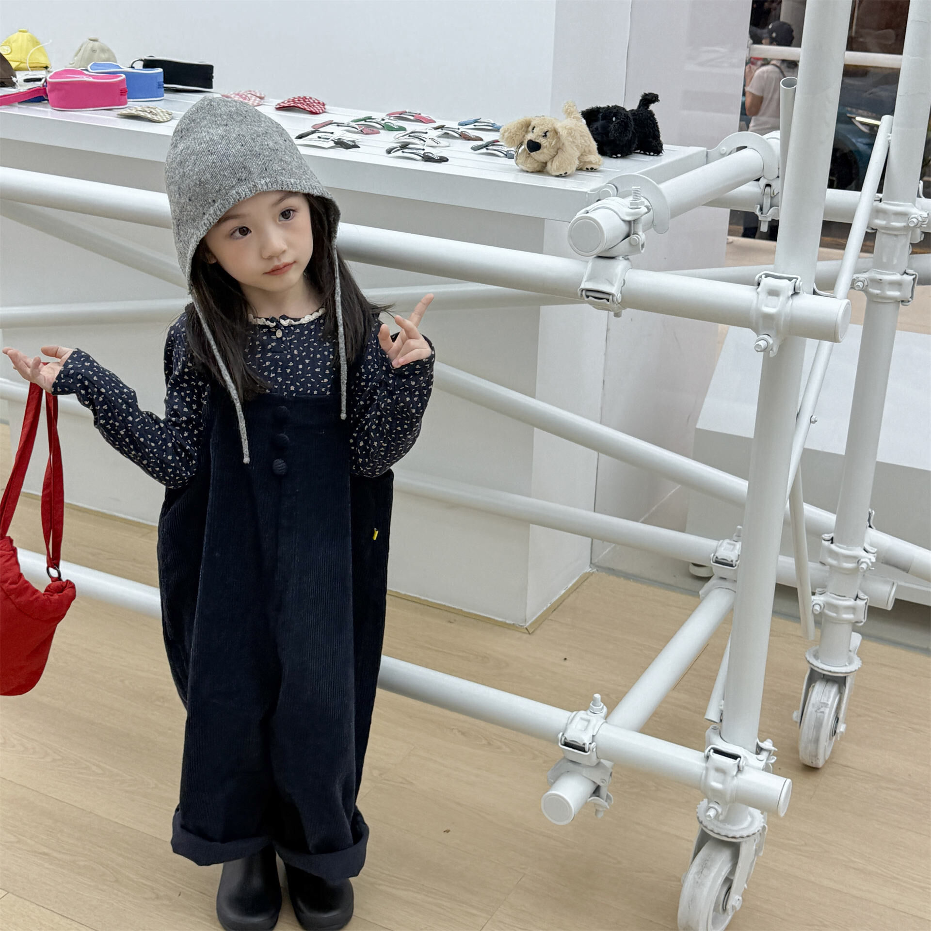 燈芯絨吊帶褲(80-130)