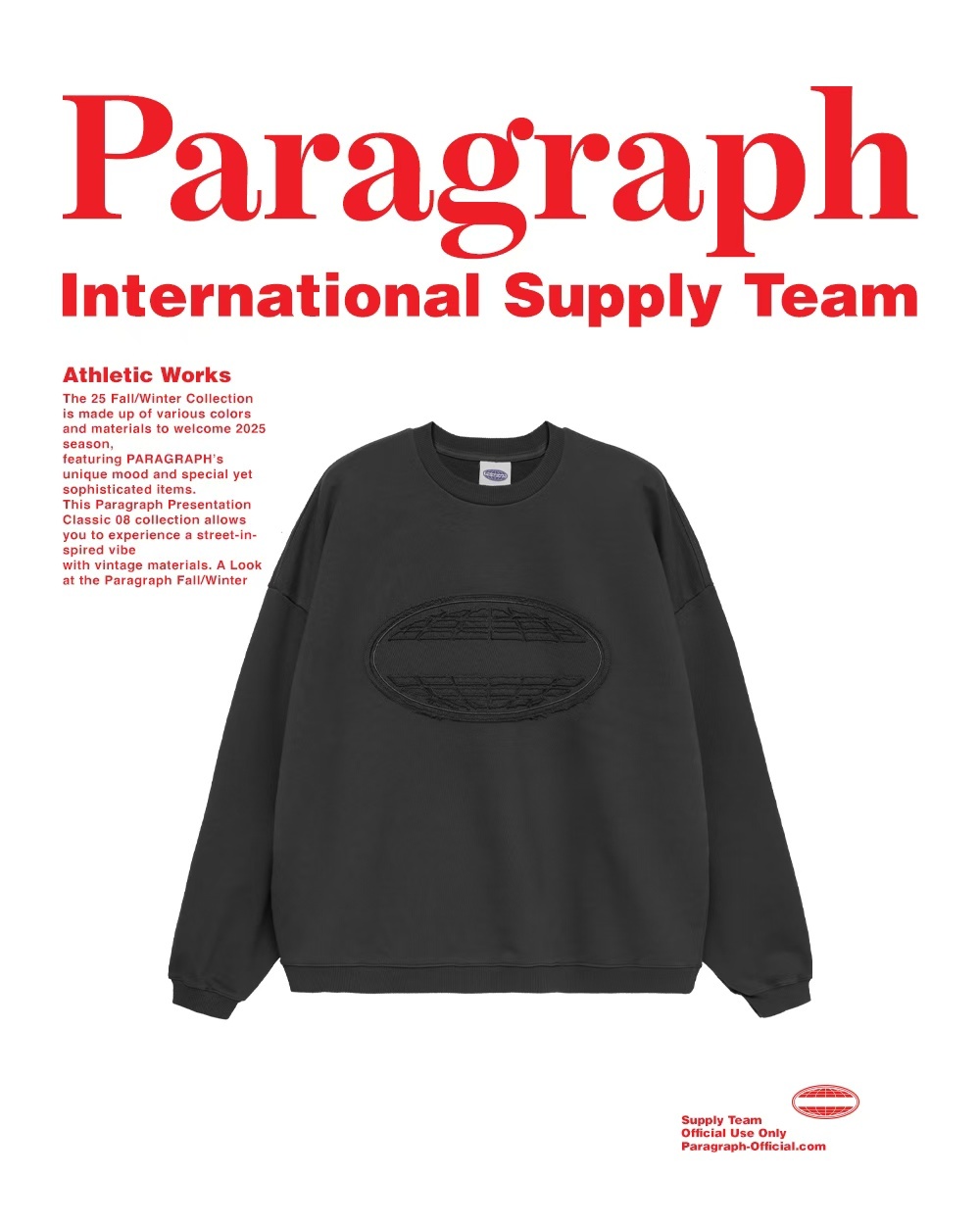 Paragraph 25FW 033 刺繡 地球 大學踢