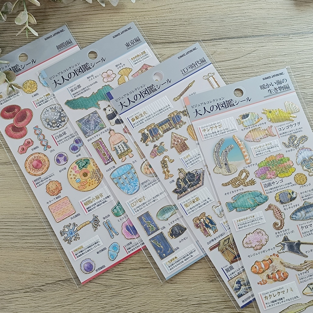日本KAMIO．大人的圖鑑 燙金貼紙 共四款 2025秋新款