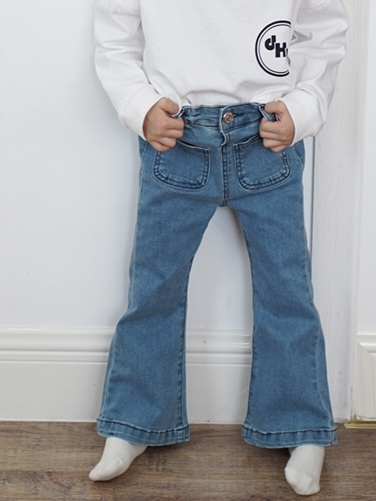 雙口袋復古風彈力喇叭褲 90-140cm #25319